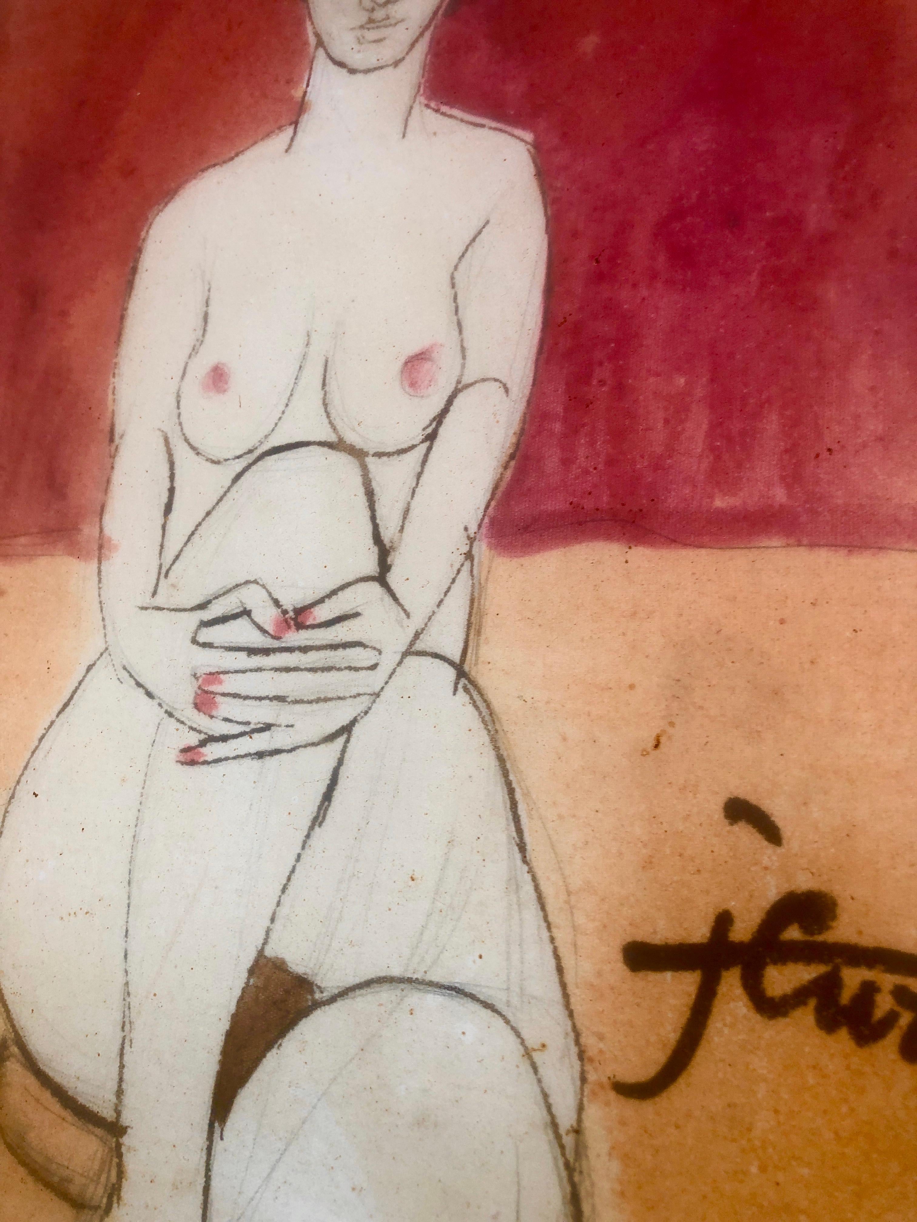 Nude woman mixed media painting For Sale 3