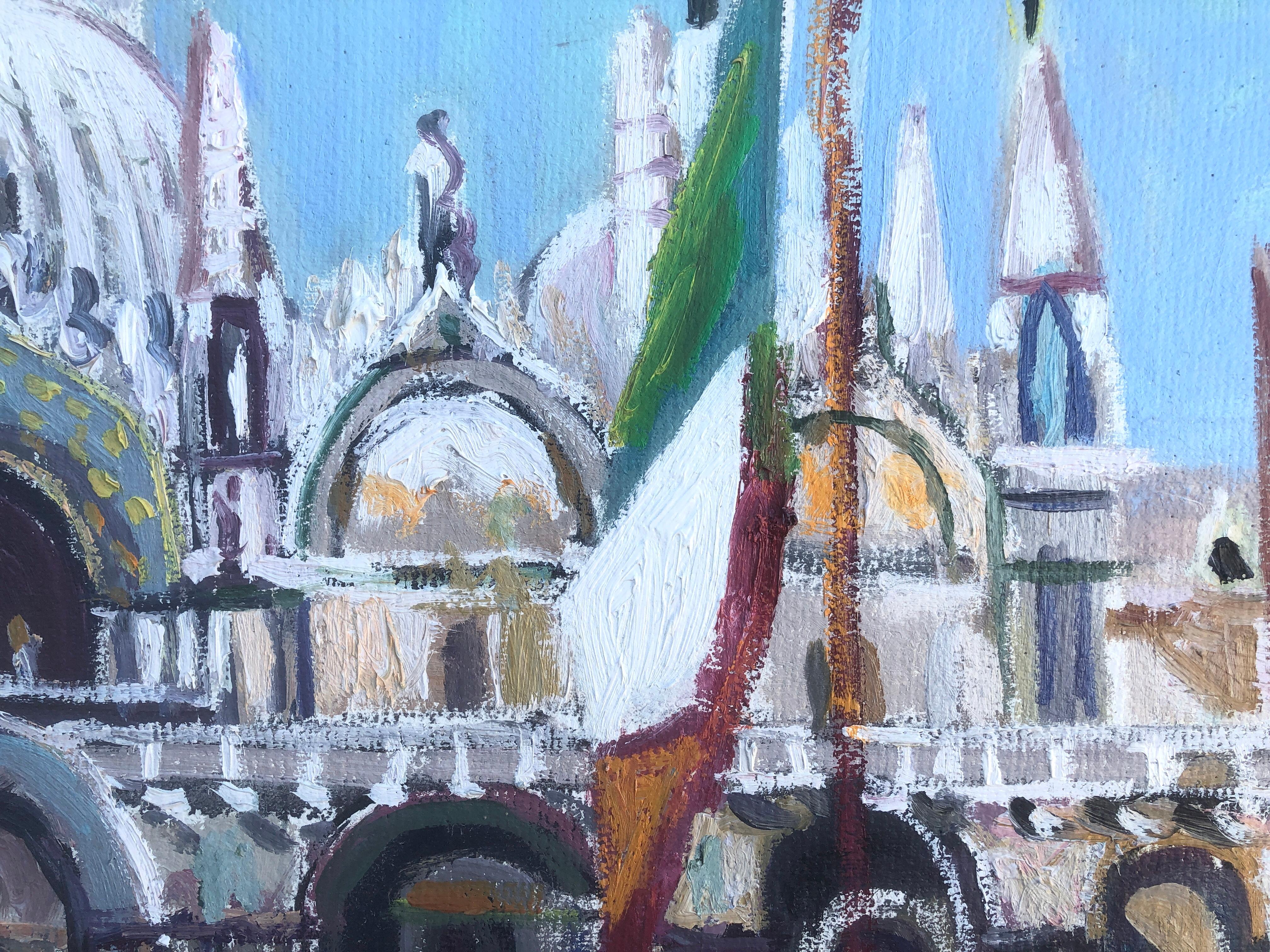Saint Mark's Square Venedig Italien Öl auf Leinwand Gemälde italienische Stadtlandschaft im Angebot 1