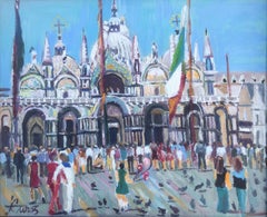 Saint Mark's Square Venice Italy oil on canvas painting italian urbanscape