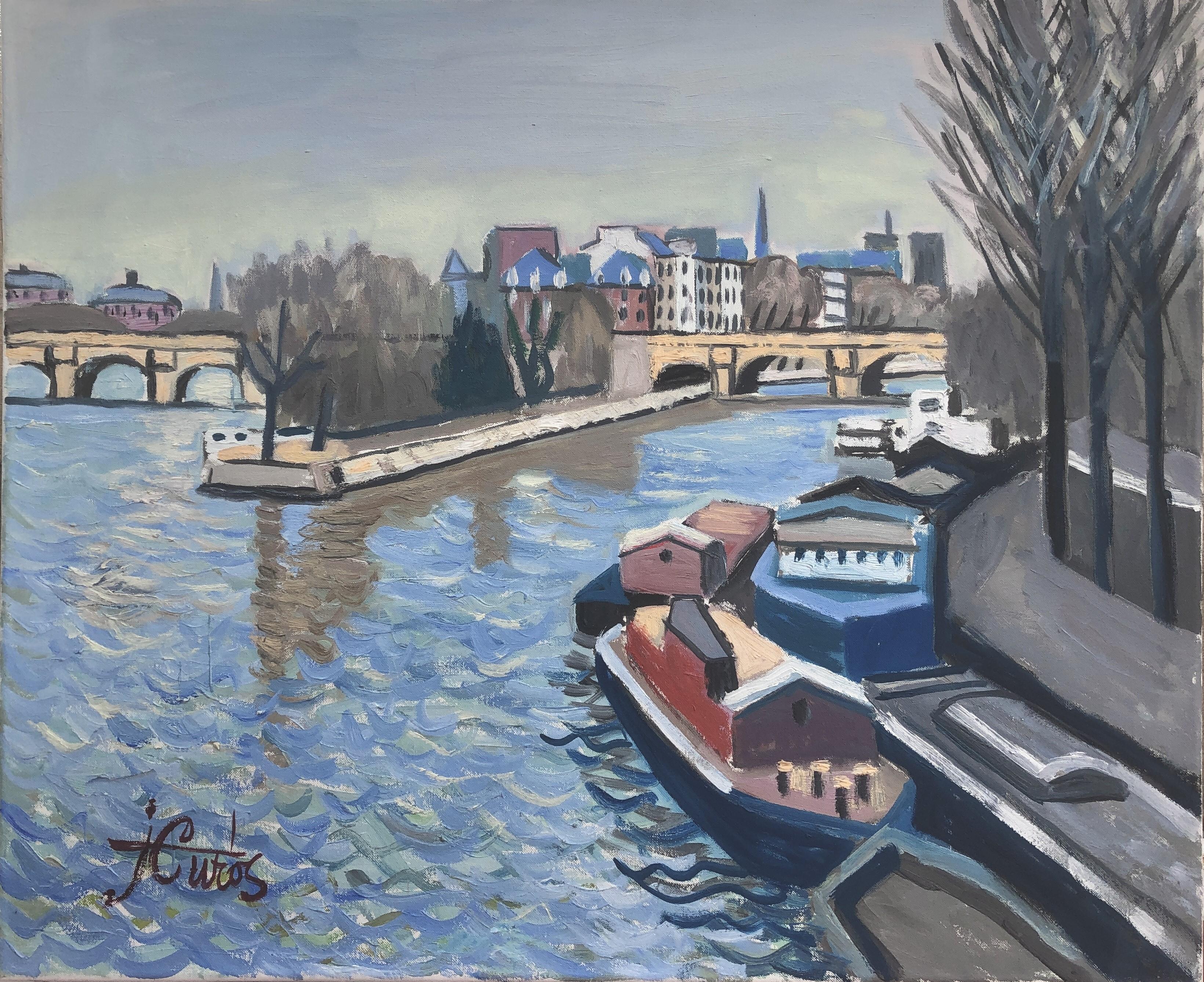 Seine Paris France oil on canvas painting urbanscape landscape