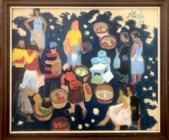 Spanish market oil on canvas painting fauvism