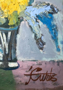 Still life flowers oil on canvas painting fauvist