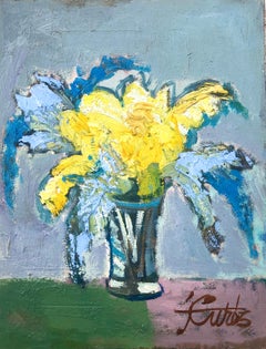 Vintage Still life flowers oil on canvas painting fauvist