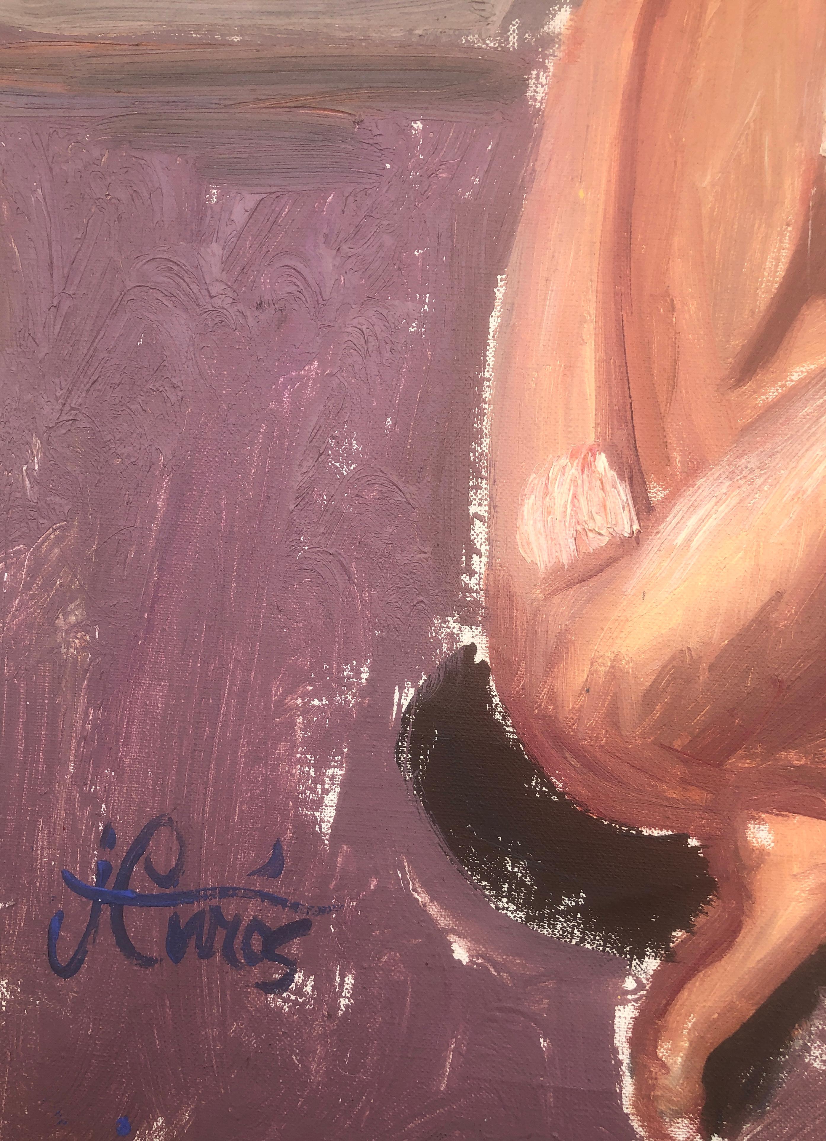 Le peintre et le modèle, huile sur toile, peinture de nus fauvistes - Painting de Jordi Curos