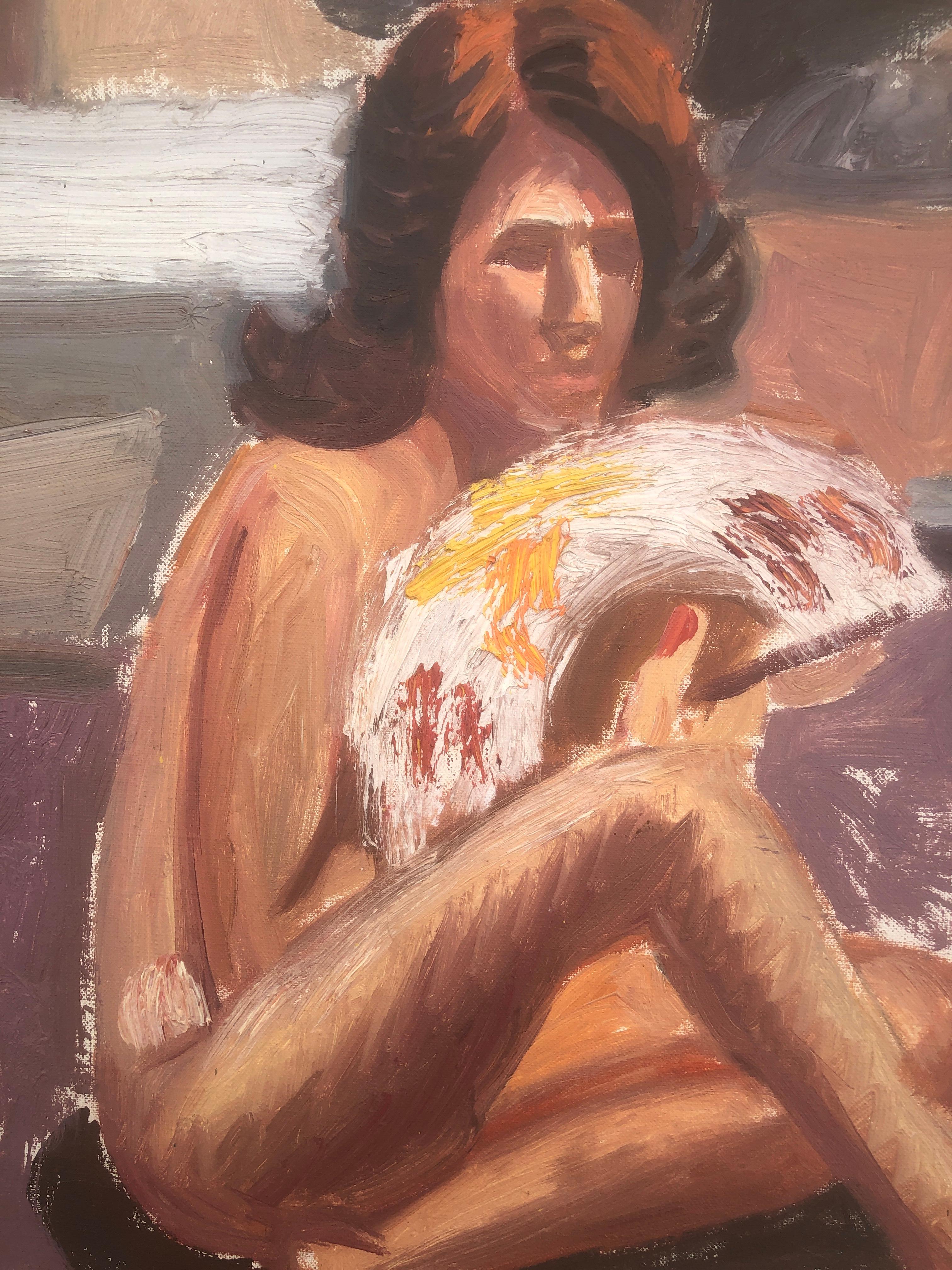 Le peintre et le modèle, huile sur toile, peinture de nus fauvistes - Fauvisme Painting par Jordi Curos