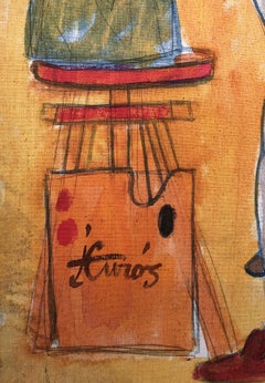 Woman Posing Acrylic Painting, Fauvist Style, Circa 1970s, Unframed