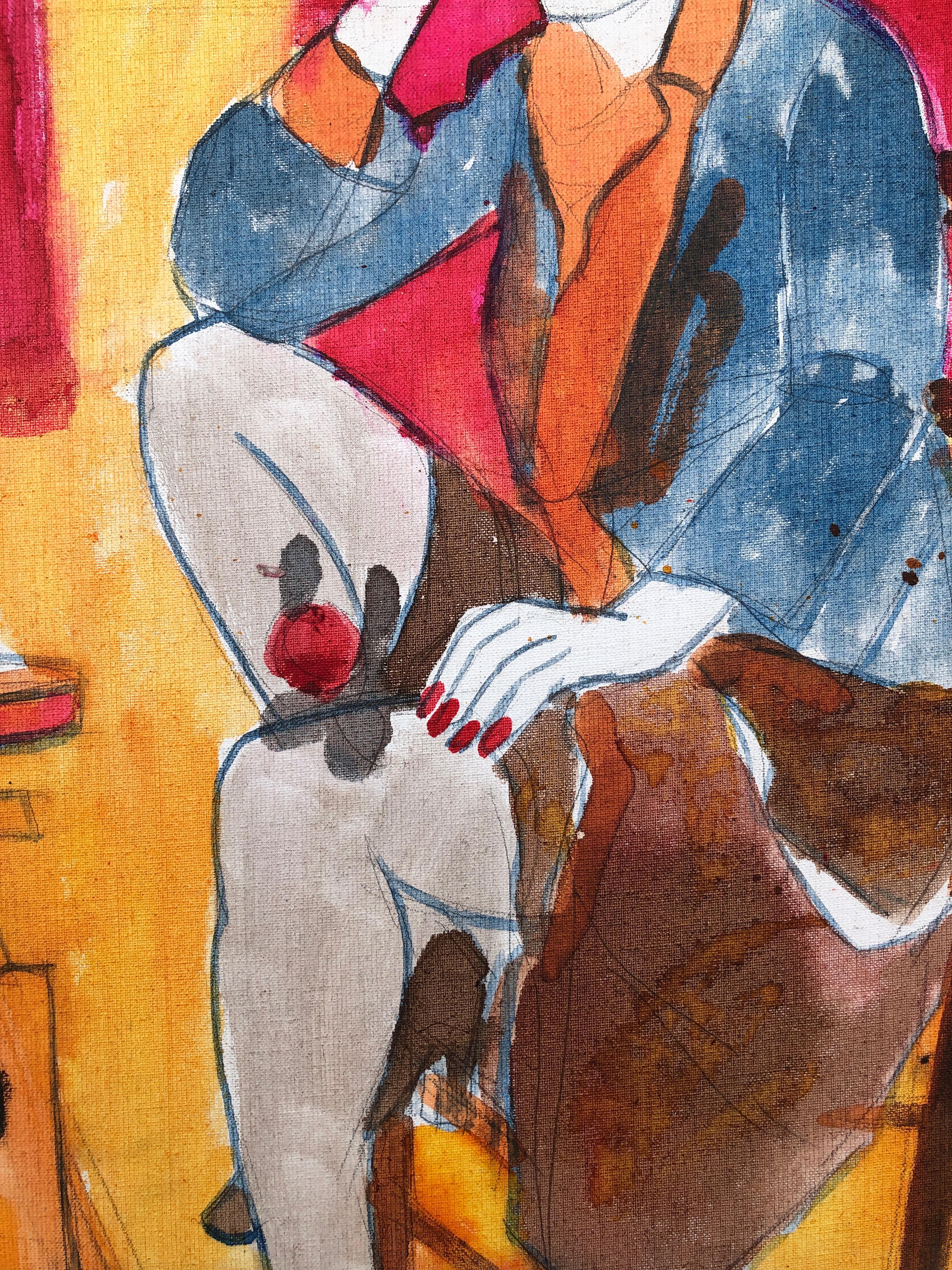 Donna in posa pittura acrilica - Interior Painting Arancia di Jordi Curos