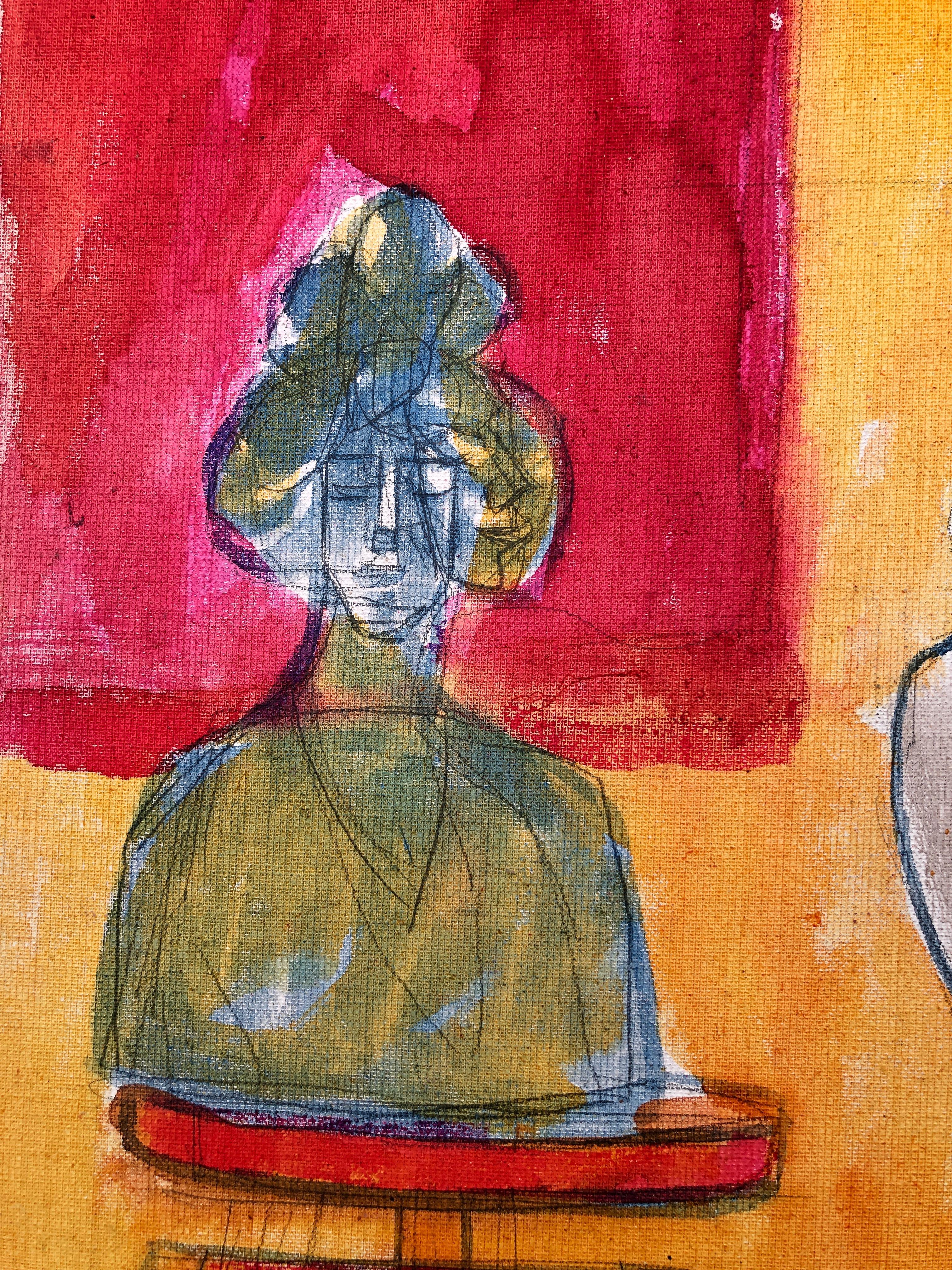 Donna in posa pittura acrilica in vendita 2