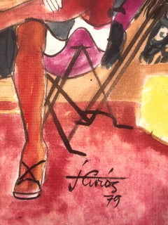 Woman posing mixed media painting