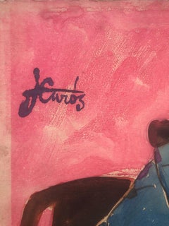 Woman posing mixed media painting