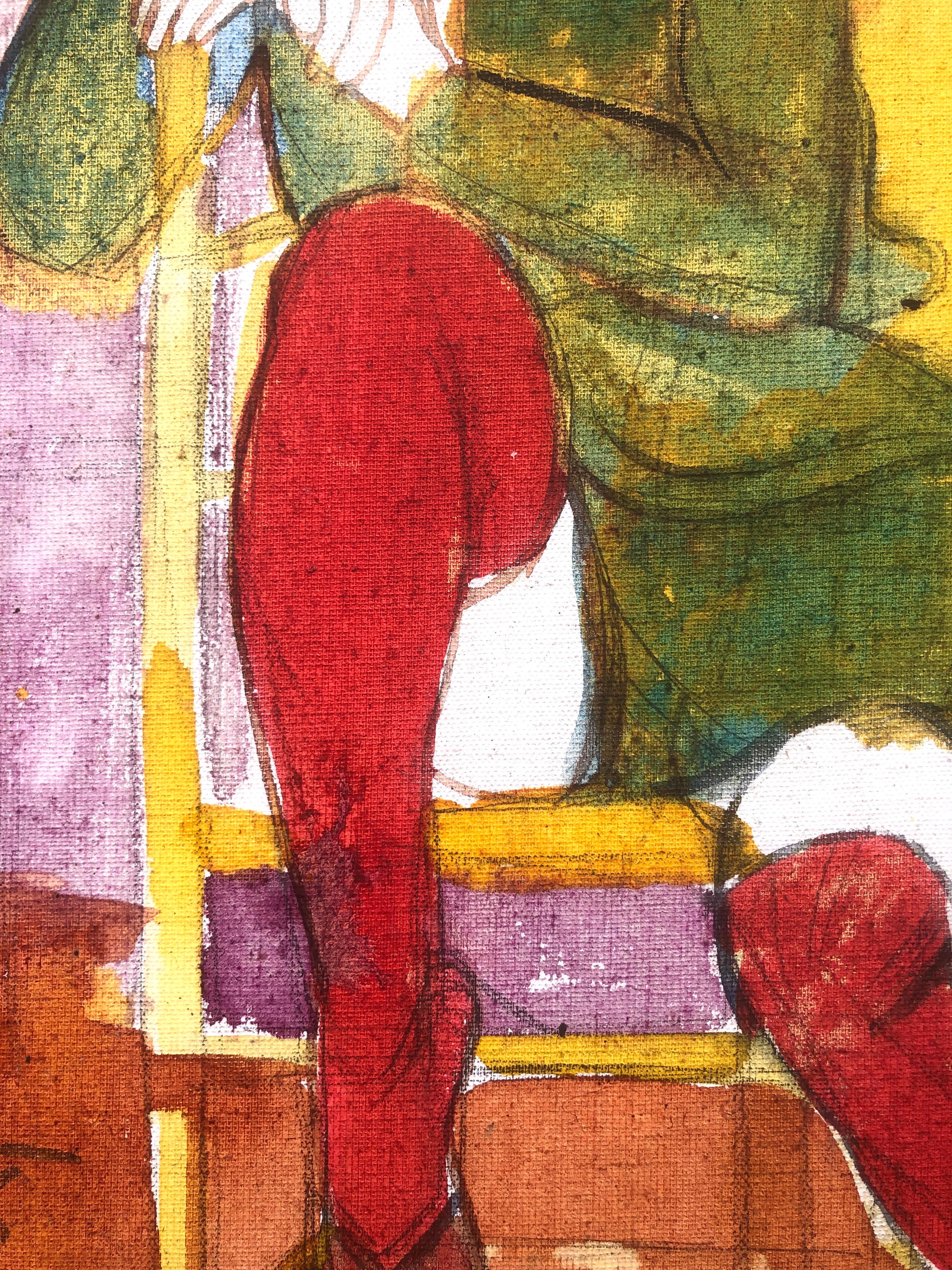 Frau posiert in Mischtechnik Gemälde (Fauvismus), Painting, von Jordi Curos