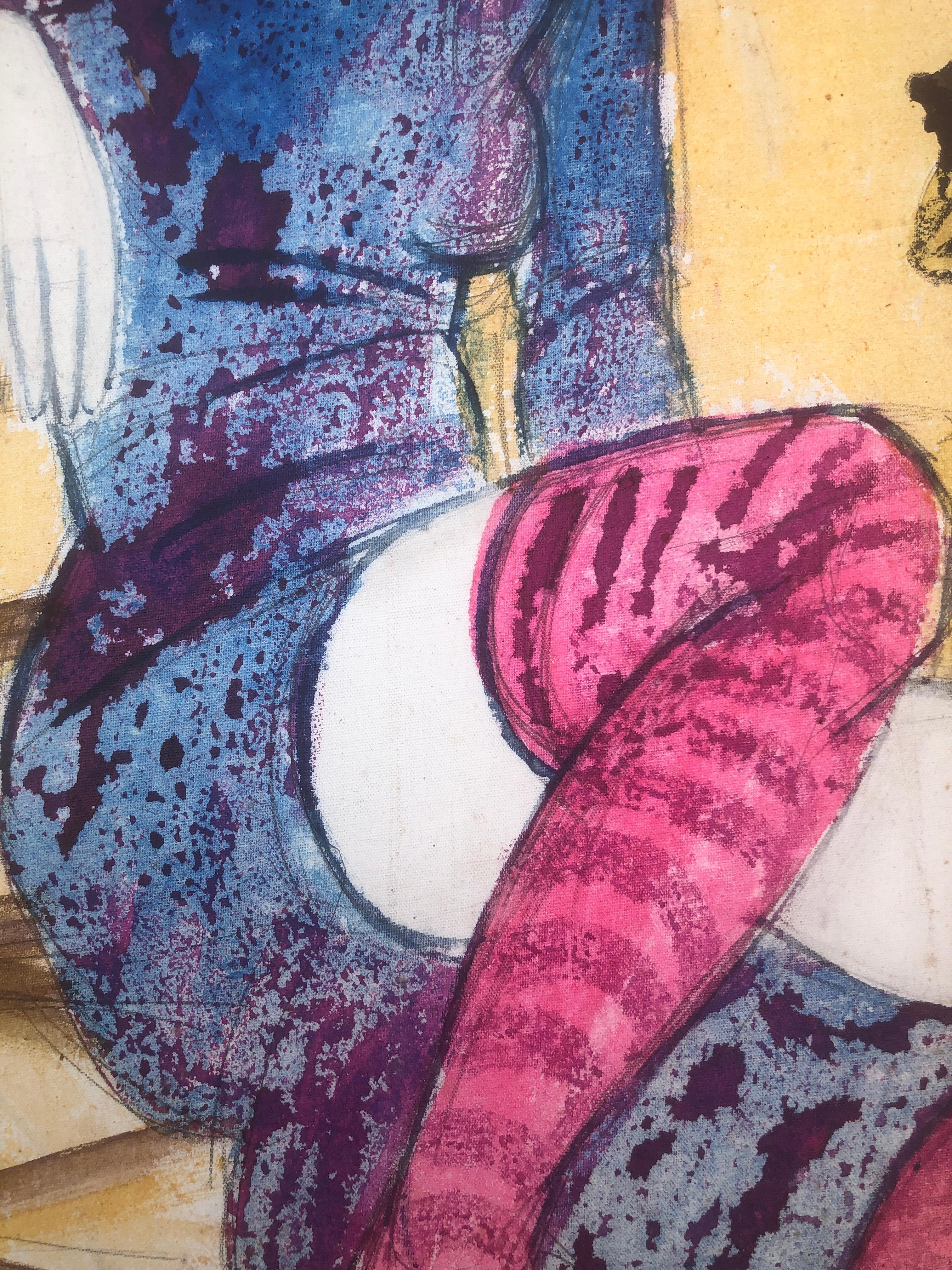 Donna in posa pittura a tecnica mista - Painting Fauvismo di Jordi Curos