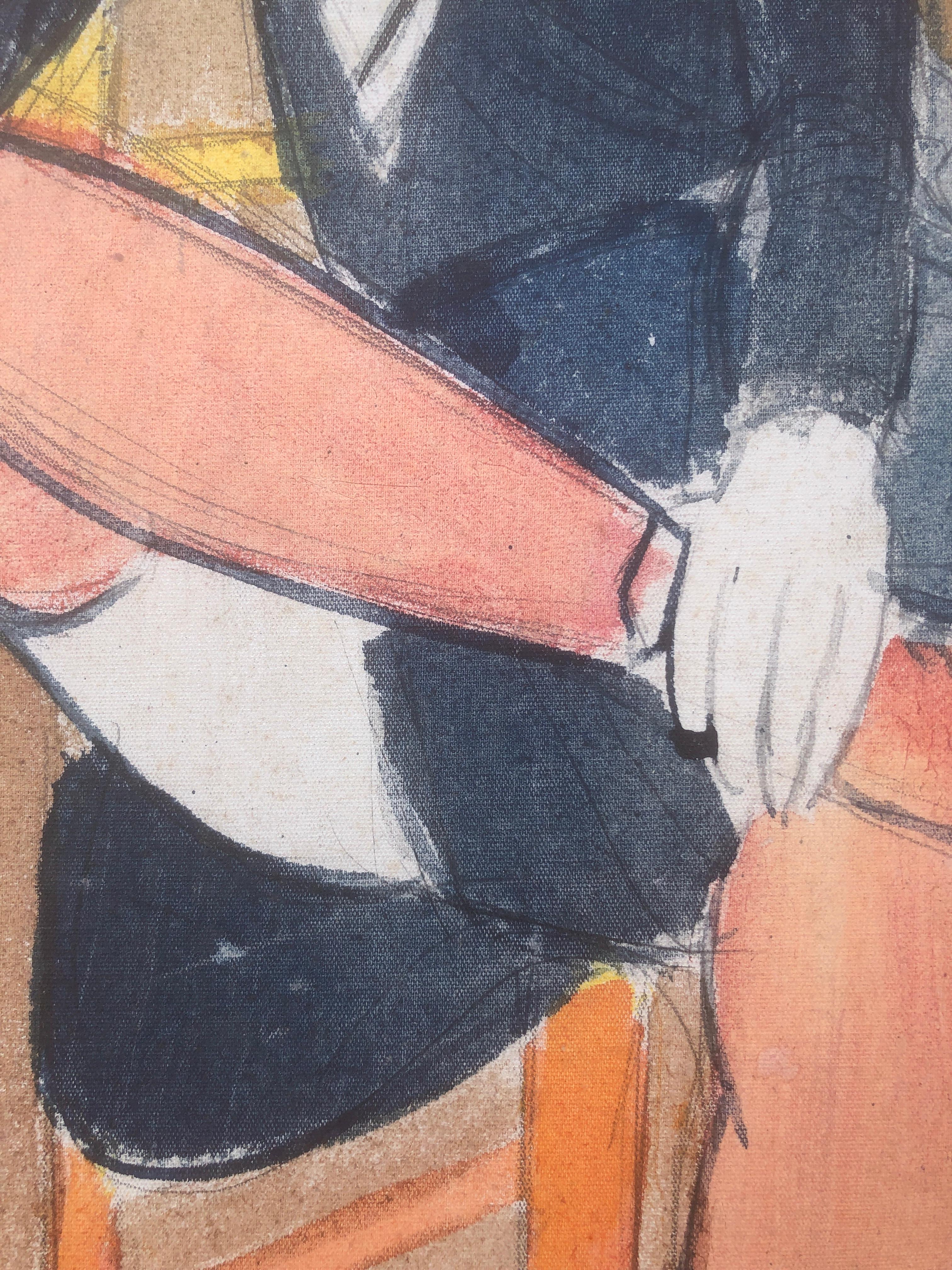 Donna in posa pittura a tecnica mista 1