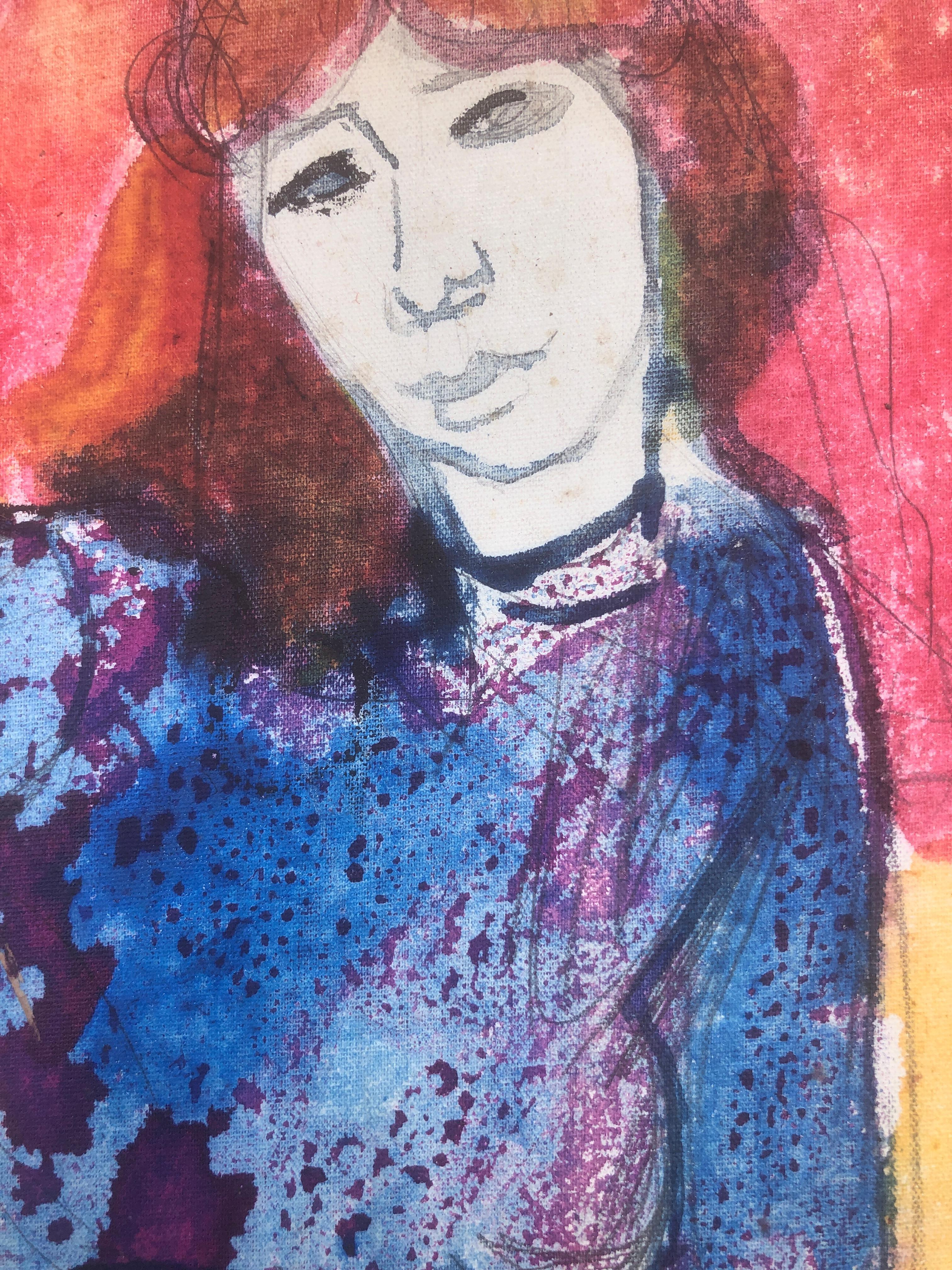 Donna in posa pittura a tecnica mista in vendita 1