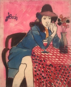 Vintage Woman posing mixed media painting