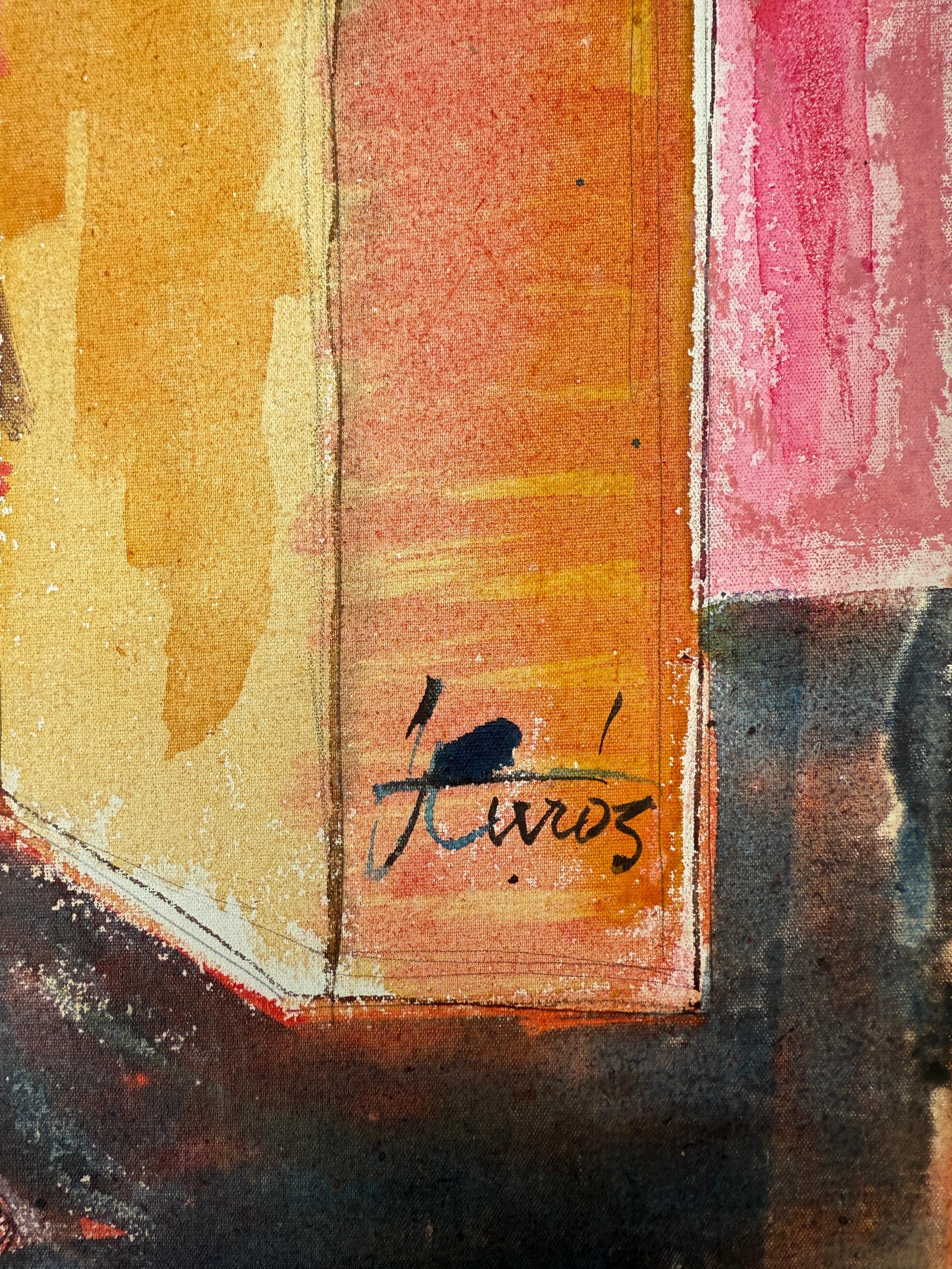 Femme à la guitare peinture mixte - Fauvisme Mixed Media Art par Jordi Curos Ventura