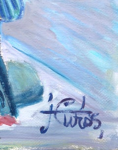 Rambla de Barcelona Oil Painting, Expressive Fauvism, 1980s, Unframed