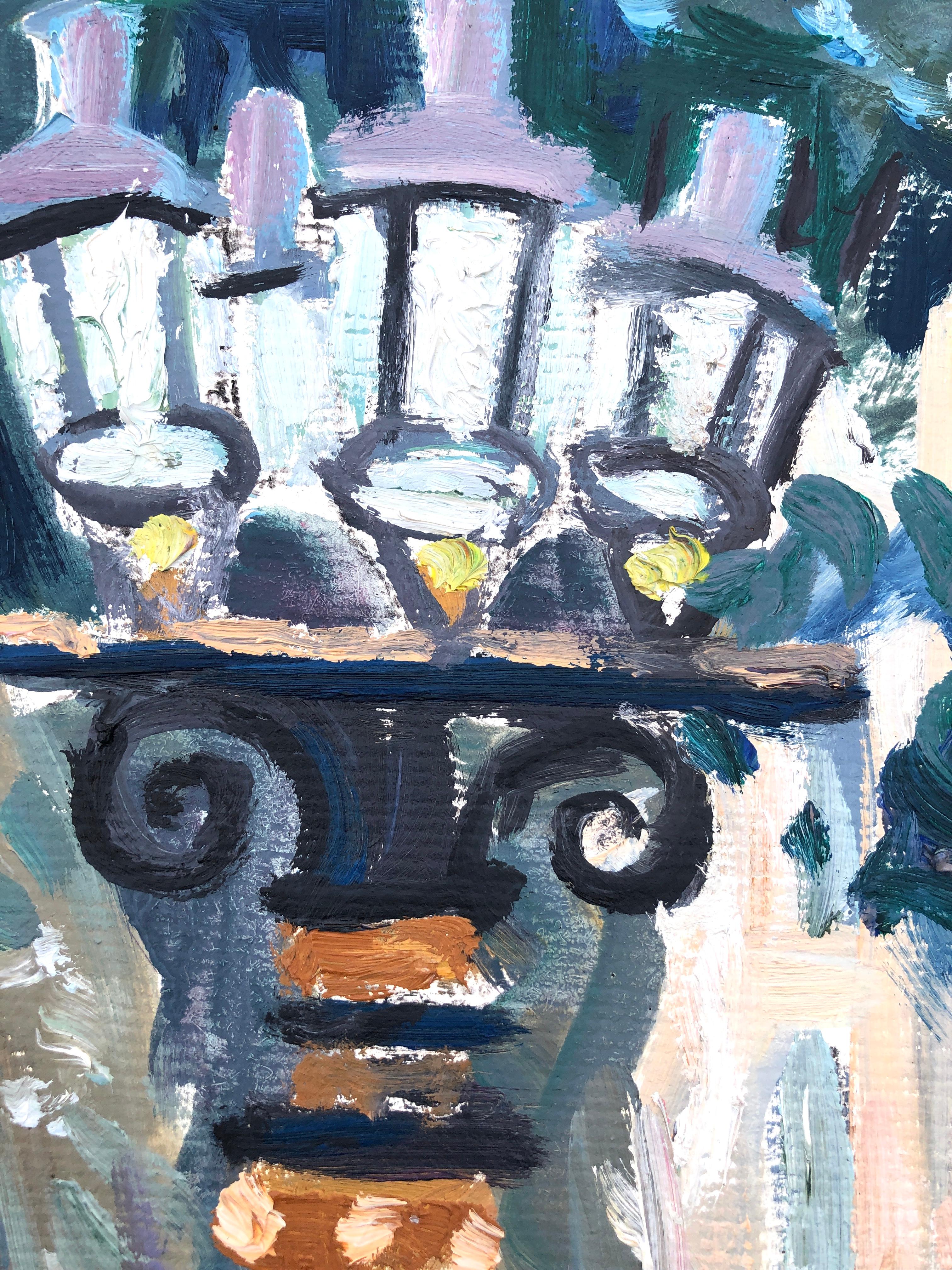 Las Ramblas Barcelona España óleo sobre lienzo pintura paisaje urbano español en venta 1