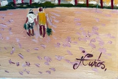 Sitges oil on canvas painting Spain mediterranean village european art