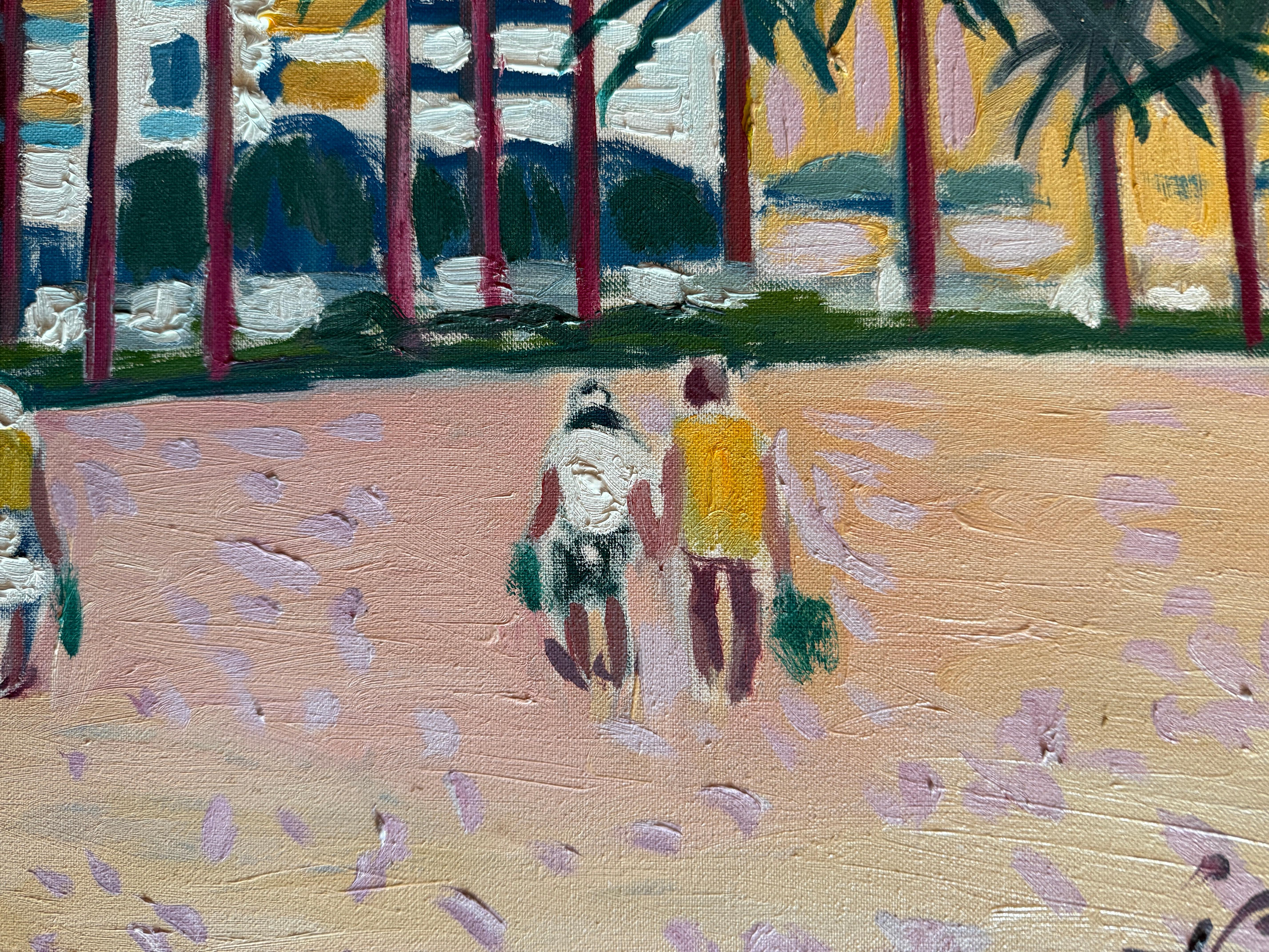 Sitges óleo sobre lienzo pintura España pueblo mediterráneo arte europeo - Painting Fauvista de Jordi Curos Ventura