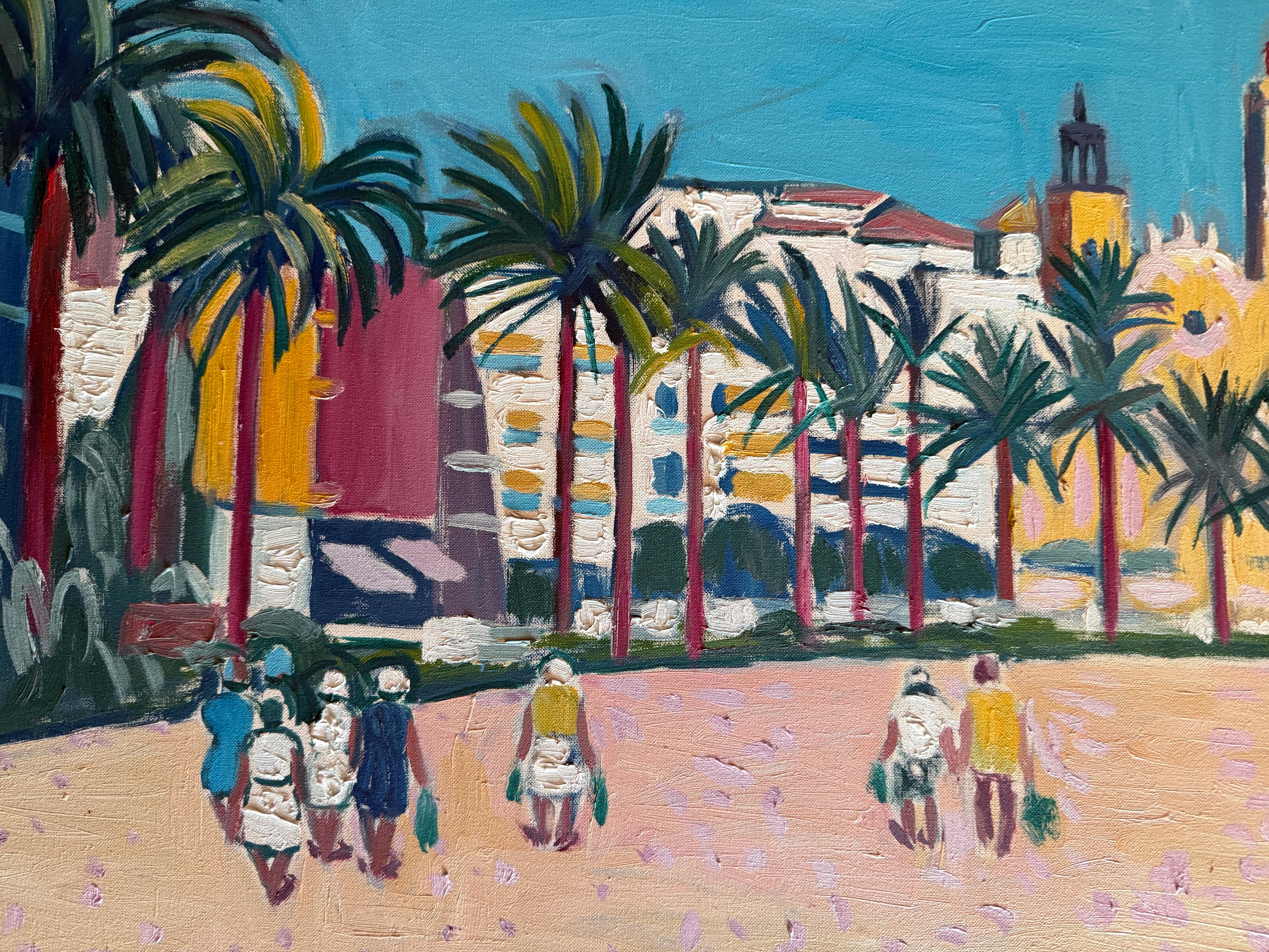 Sitges óleo sobre lienzo pintura España pueblo mediterráneo arte europeo en venta 2