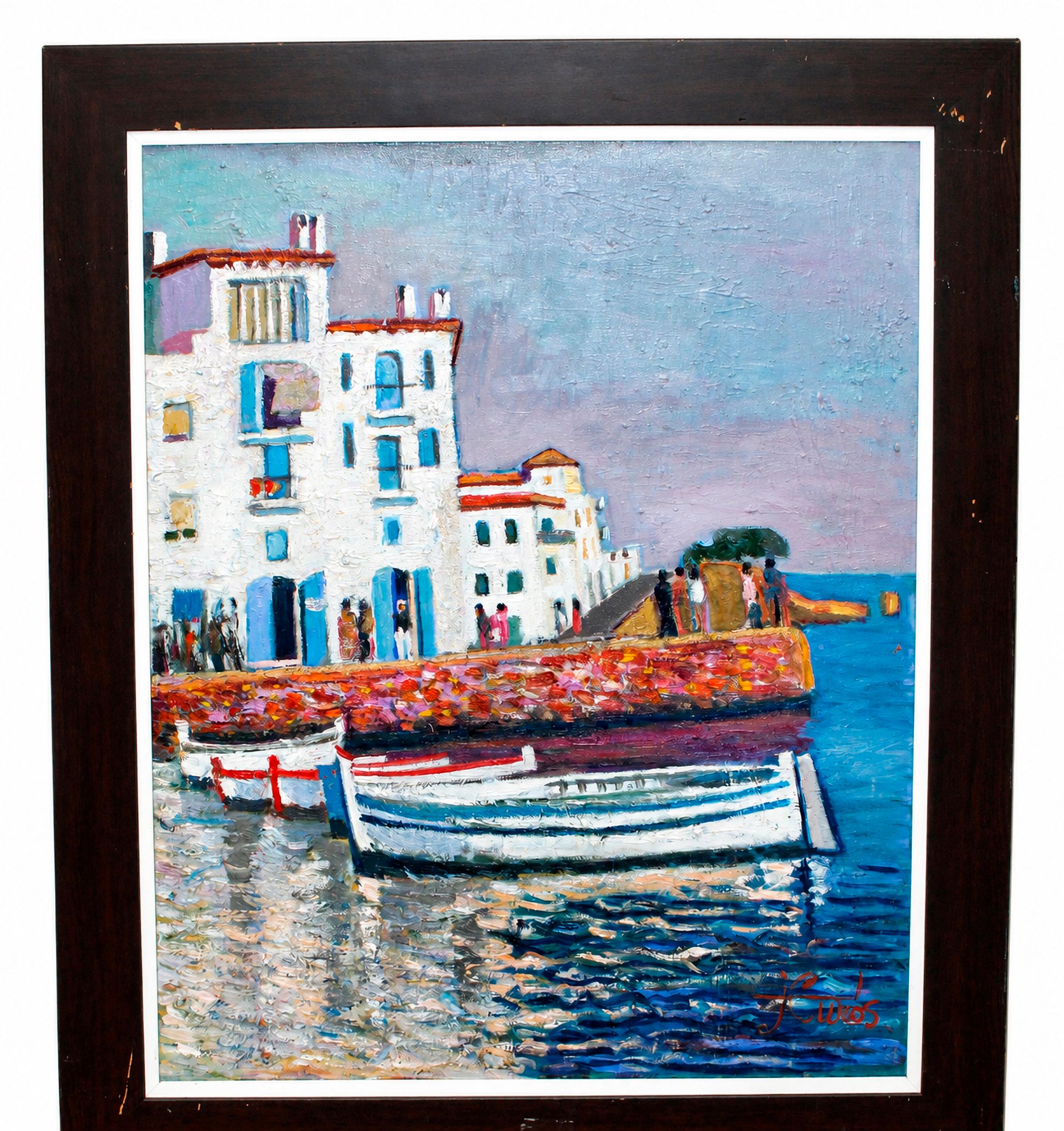 Vista de Cadaqués (Gerona) - Óleo sobre tela - Firmado y enmarcado