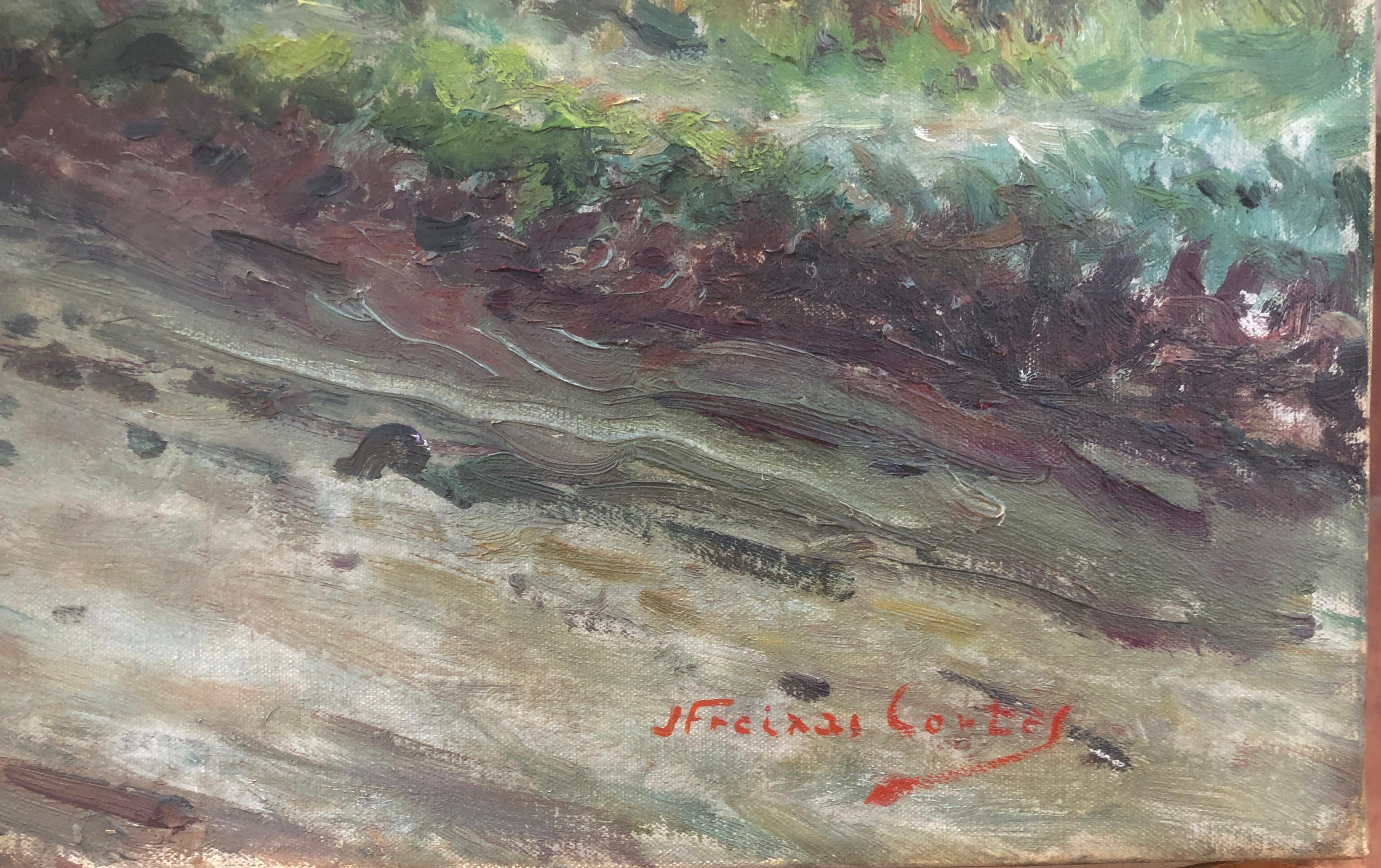 Banyoles Spanien Öl auf Leinwand Gemälde Landschaft – Painting von Jordi Freixas Cortes
