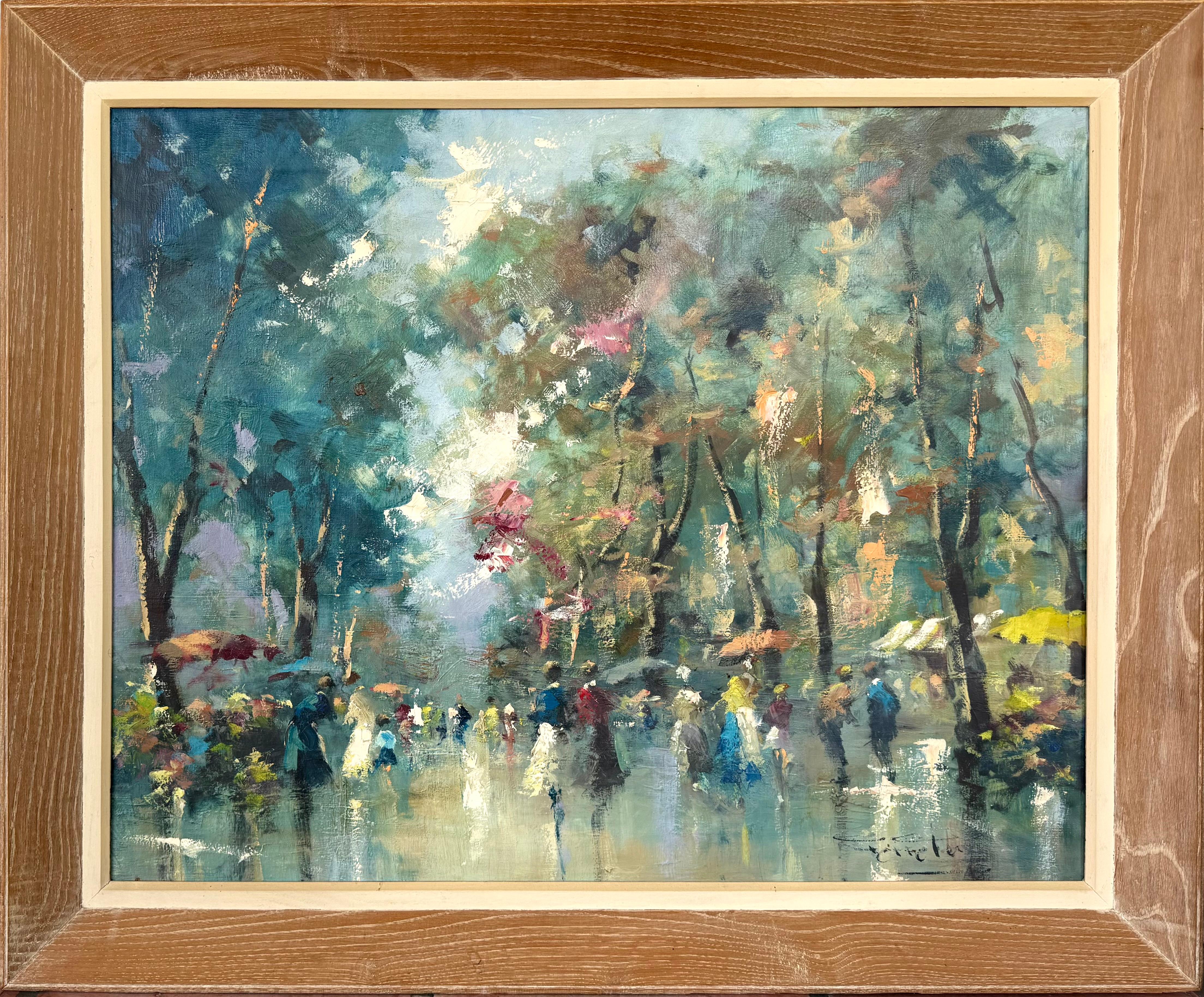 “La Rambla, Barcelona, Spain” - Painting by Jordi Freixas Cortes