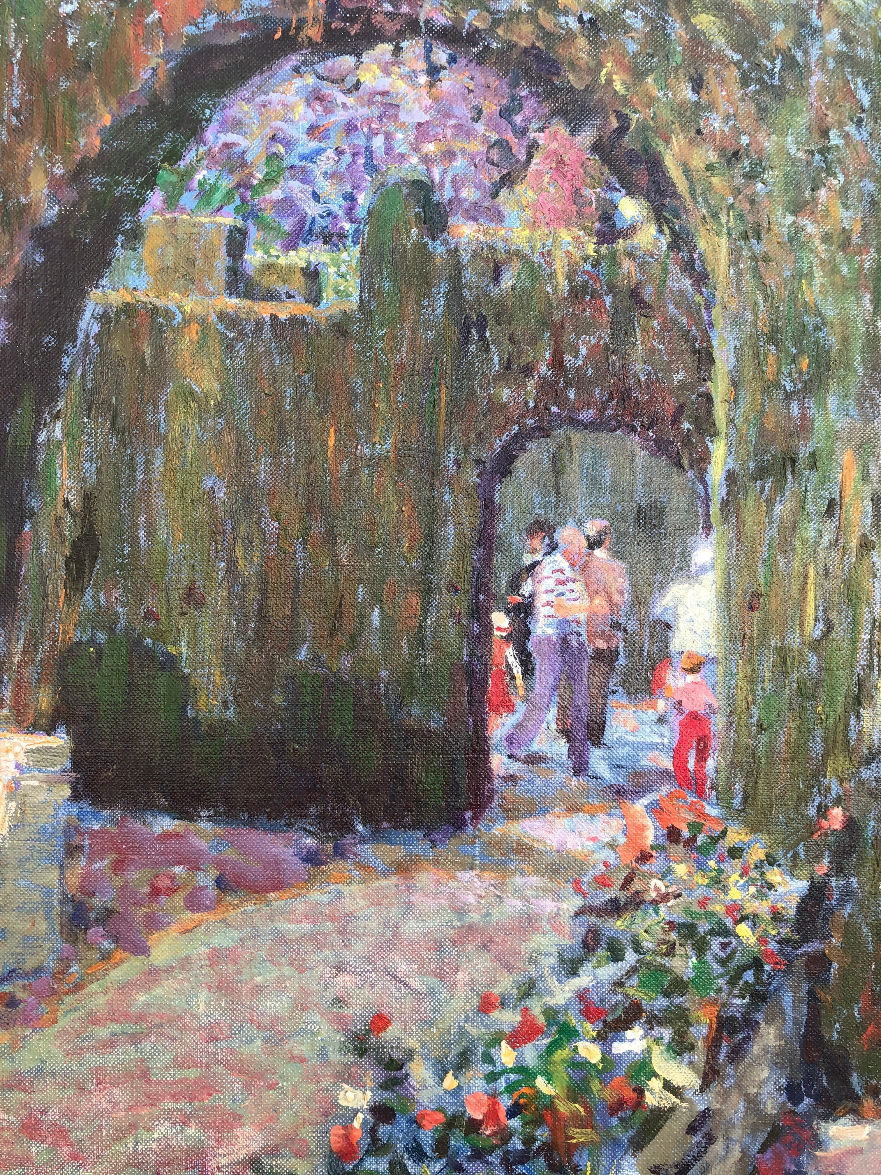 Labyrinth of Horta in Barcelona Spain oil on canvas painting - Gray Landscape Painting by Jordi Freixas Cortes
