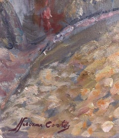 Paysage de village espagnol Espagne huile sur toile peinture