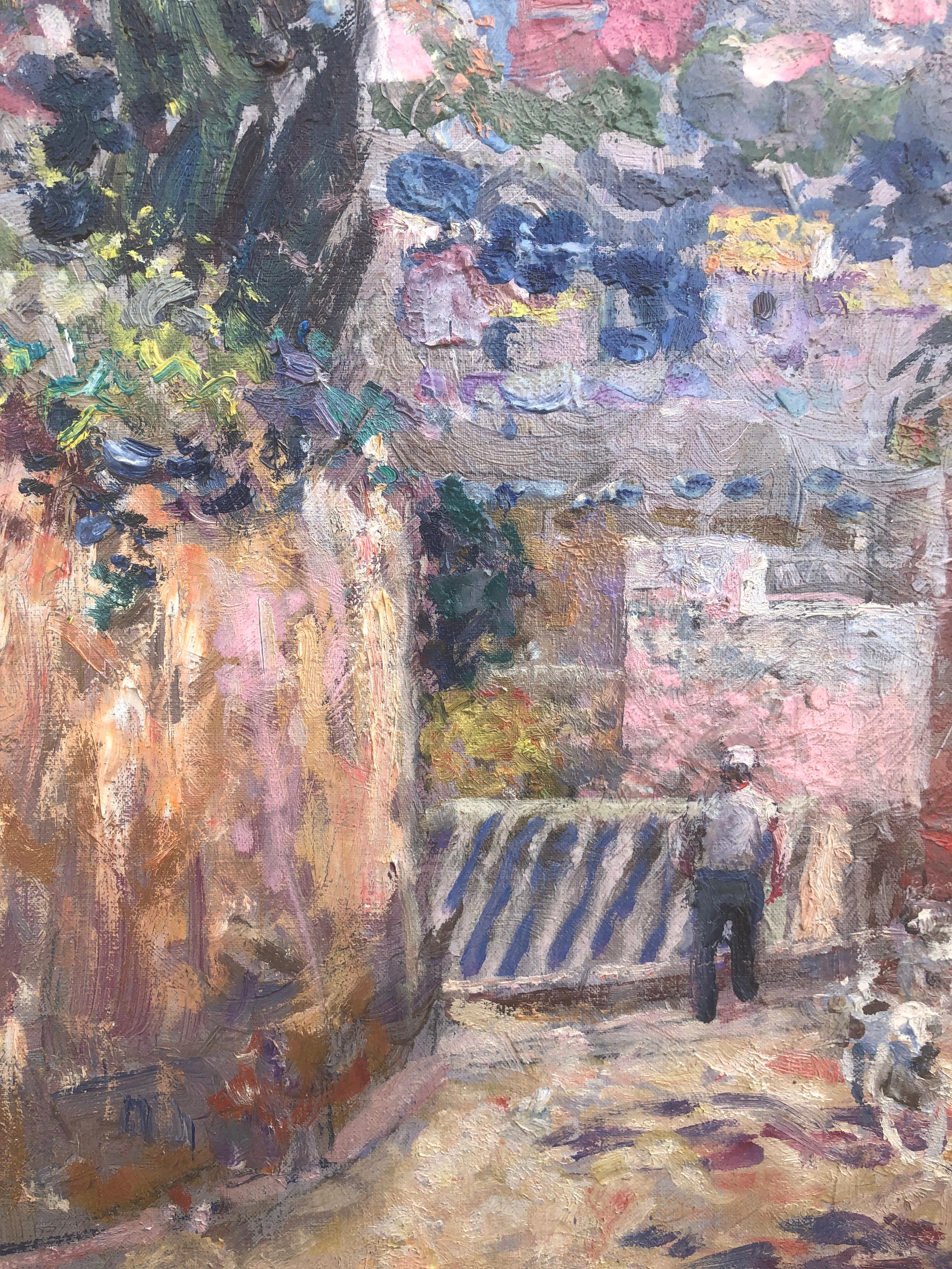 Paysage de village espagnol Espagne huile sur toile peinture - Post-impressionnisme Painting par Jordi Freixas Cortes