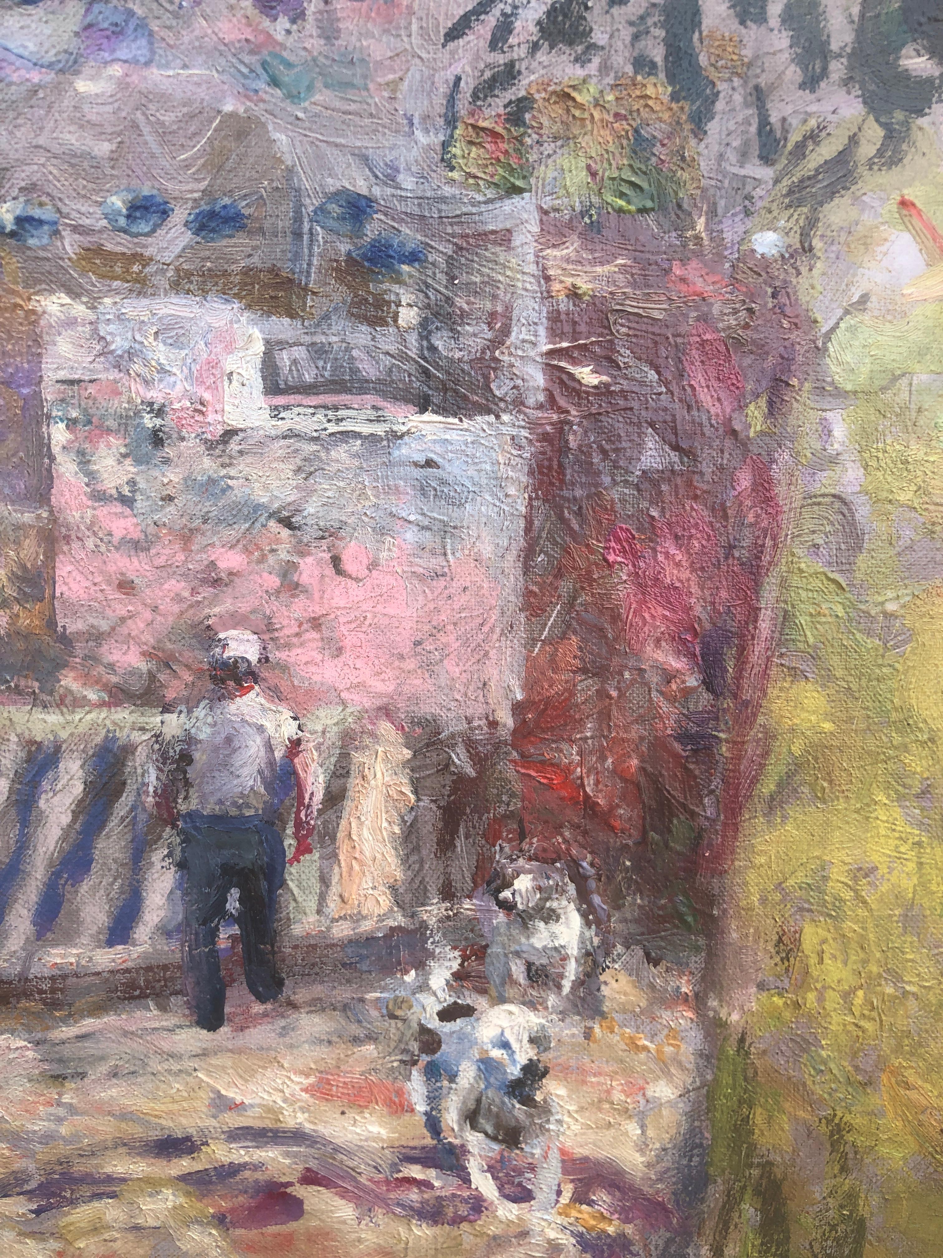 Paysage de village espagnol Espagne huile sur toile peinture en vente 1
