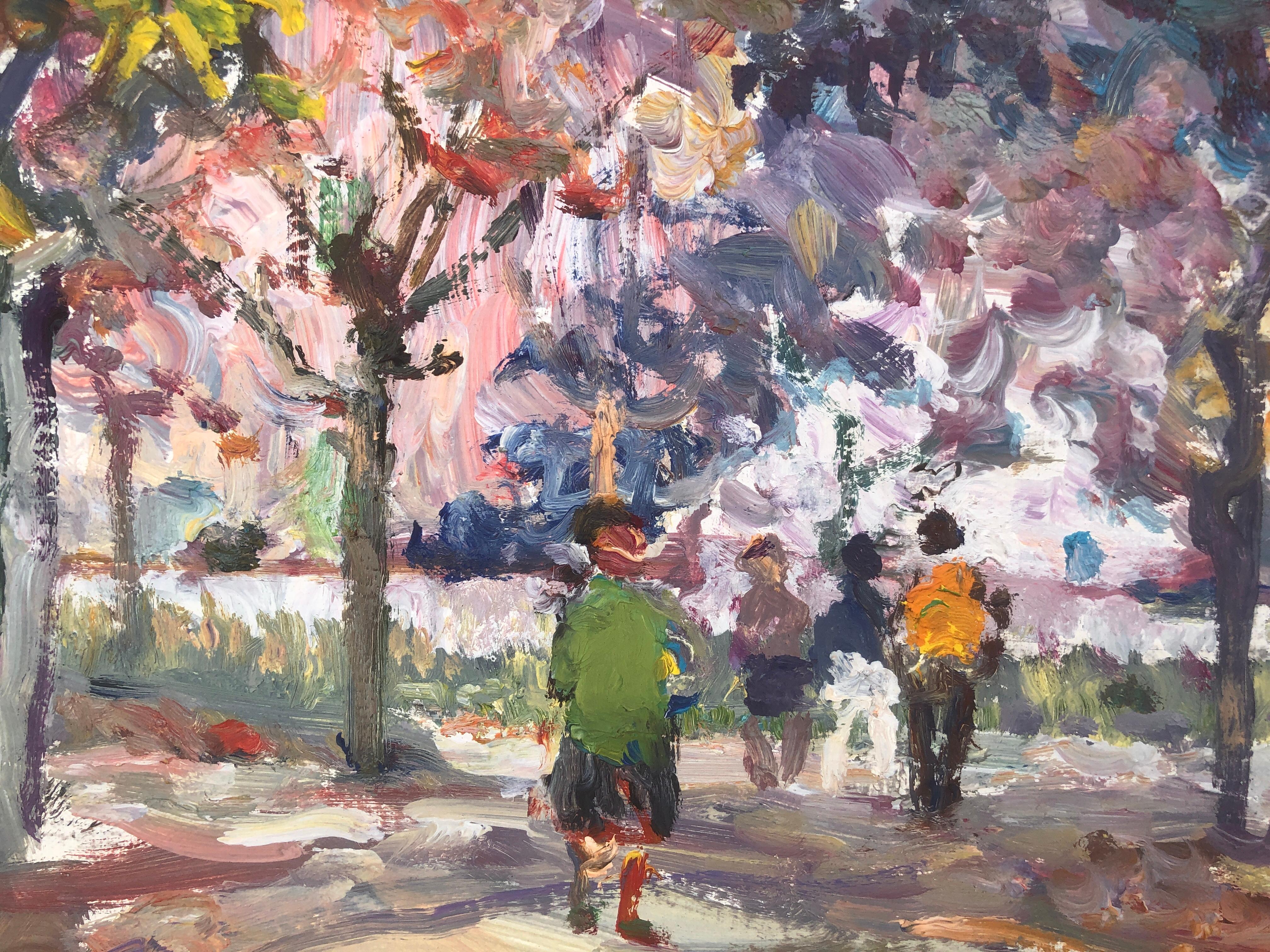 Walking in the park Spain oil on canvas painting 1