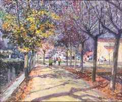 Walking in the park Spain oil on canvas painting