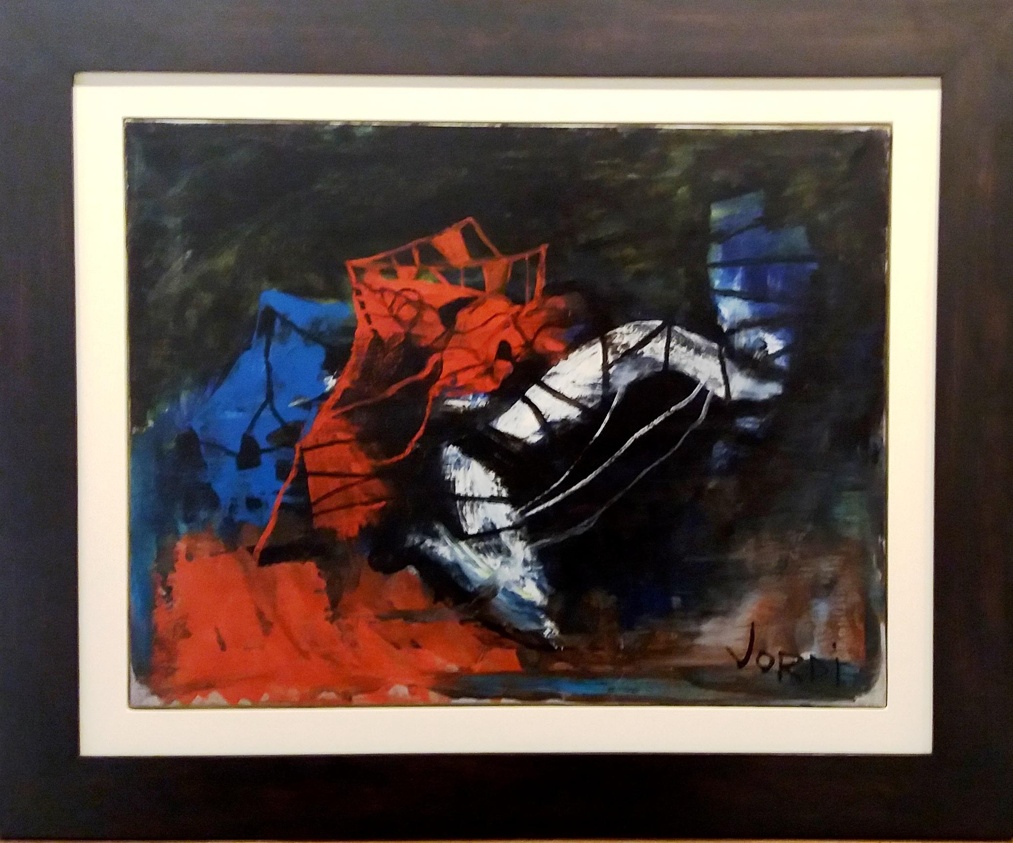 Jordi Mercade Abstract Painting - Mercade   Black Blue  Red  color III- original abstract acrylic canvas paiting