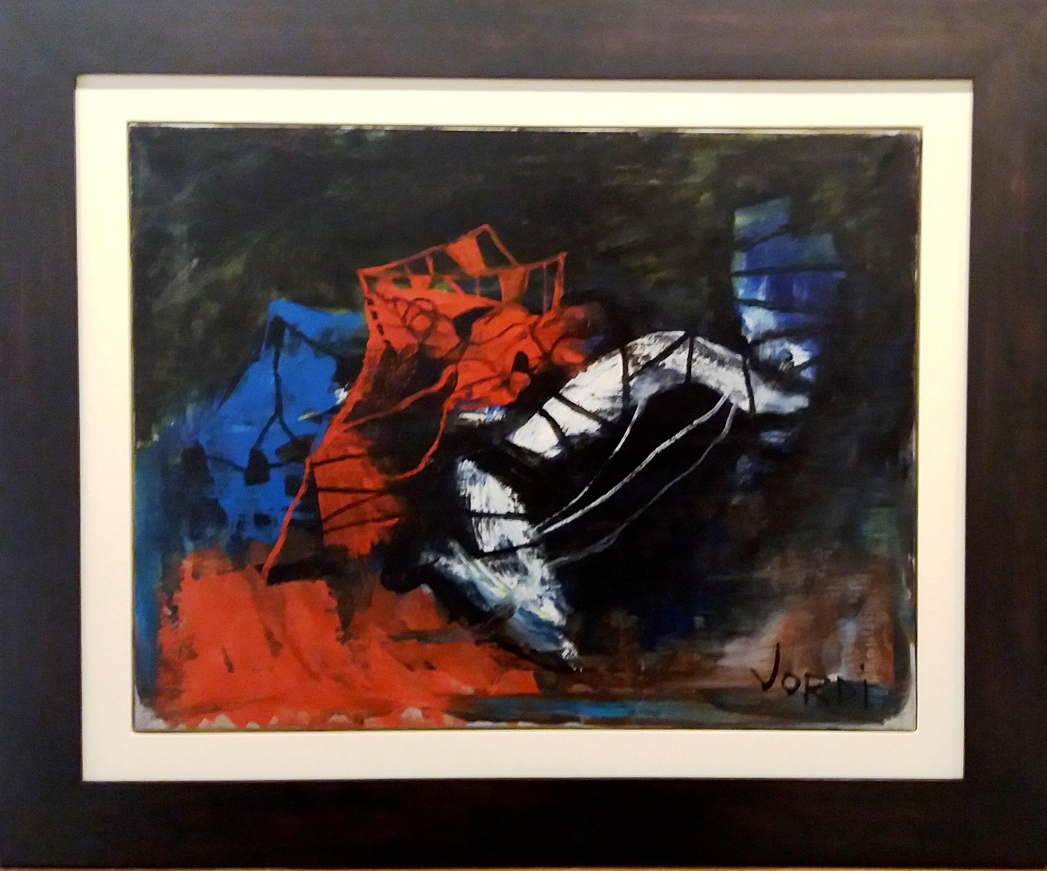 Jordi Mercade Abstract Painting – Mercade   Schwarz Blau  Rot  color III- original abstraktes Acryl-Leinwandgemälde