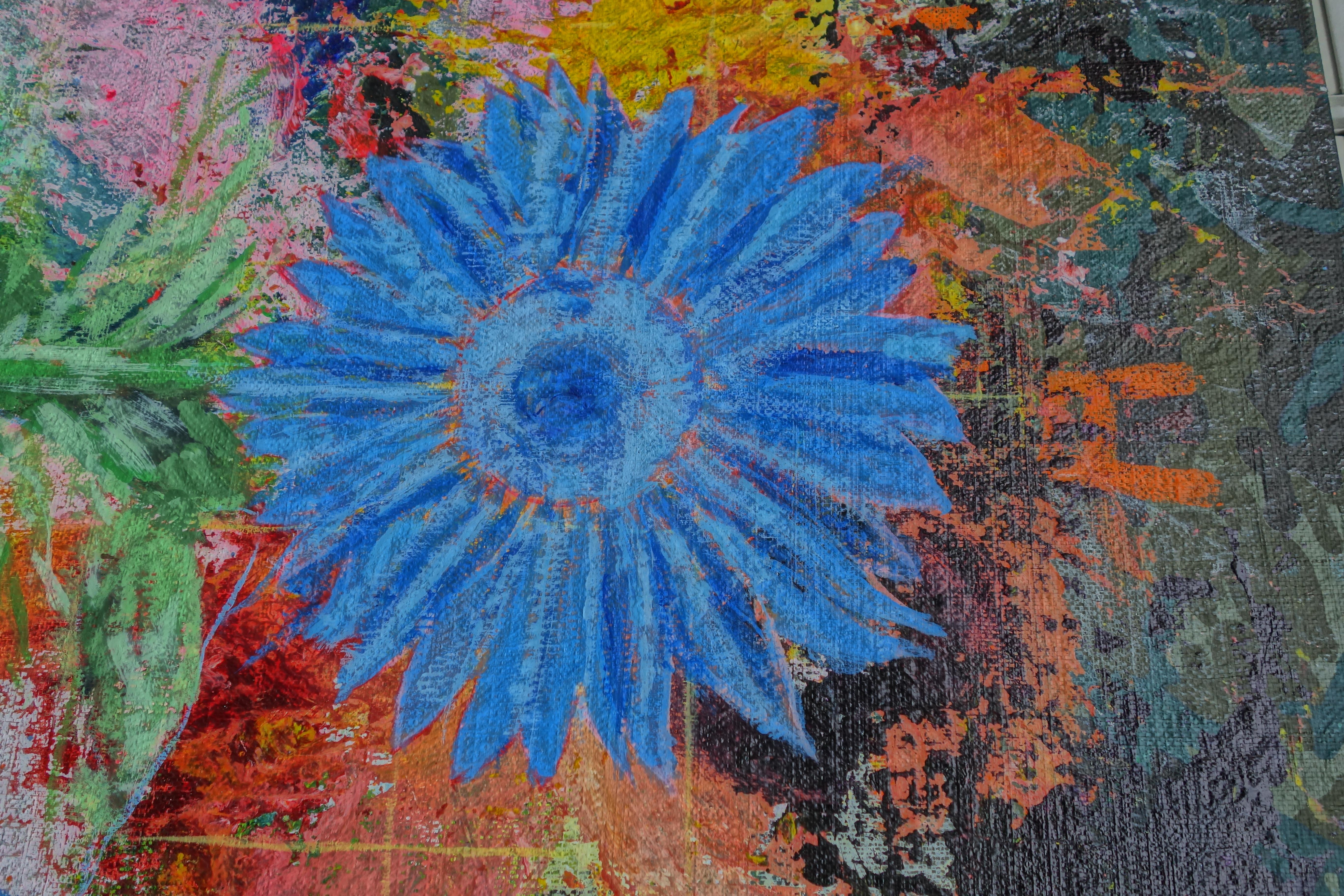 Savage Blue Sunflower - Painting by Jordi Mollà