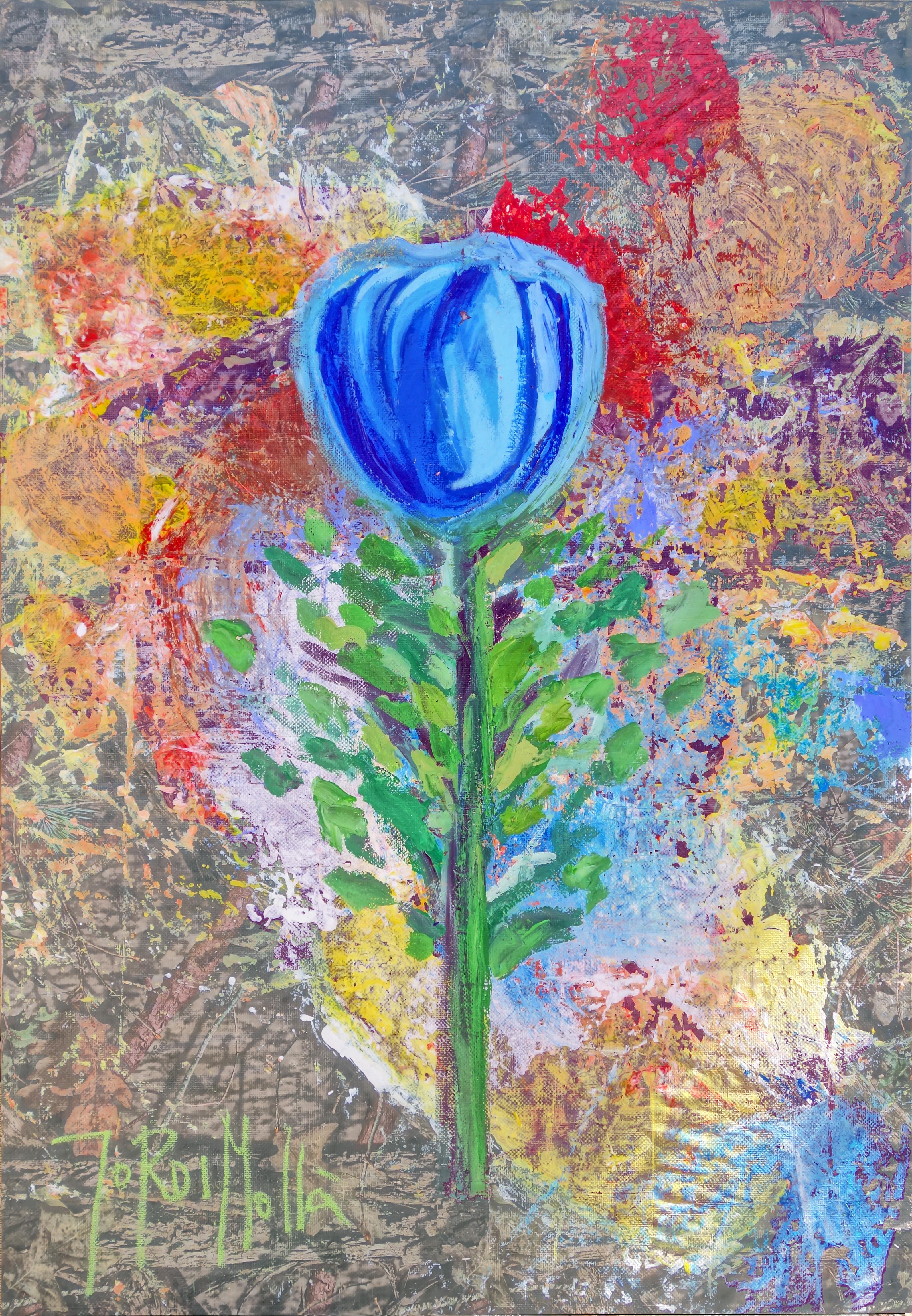 Jordi Mollà Abstract Painting - Savage Blue Tulip