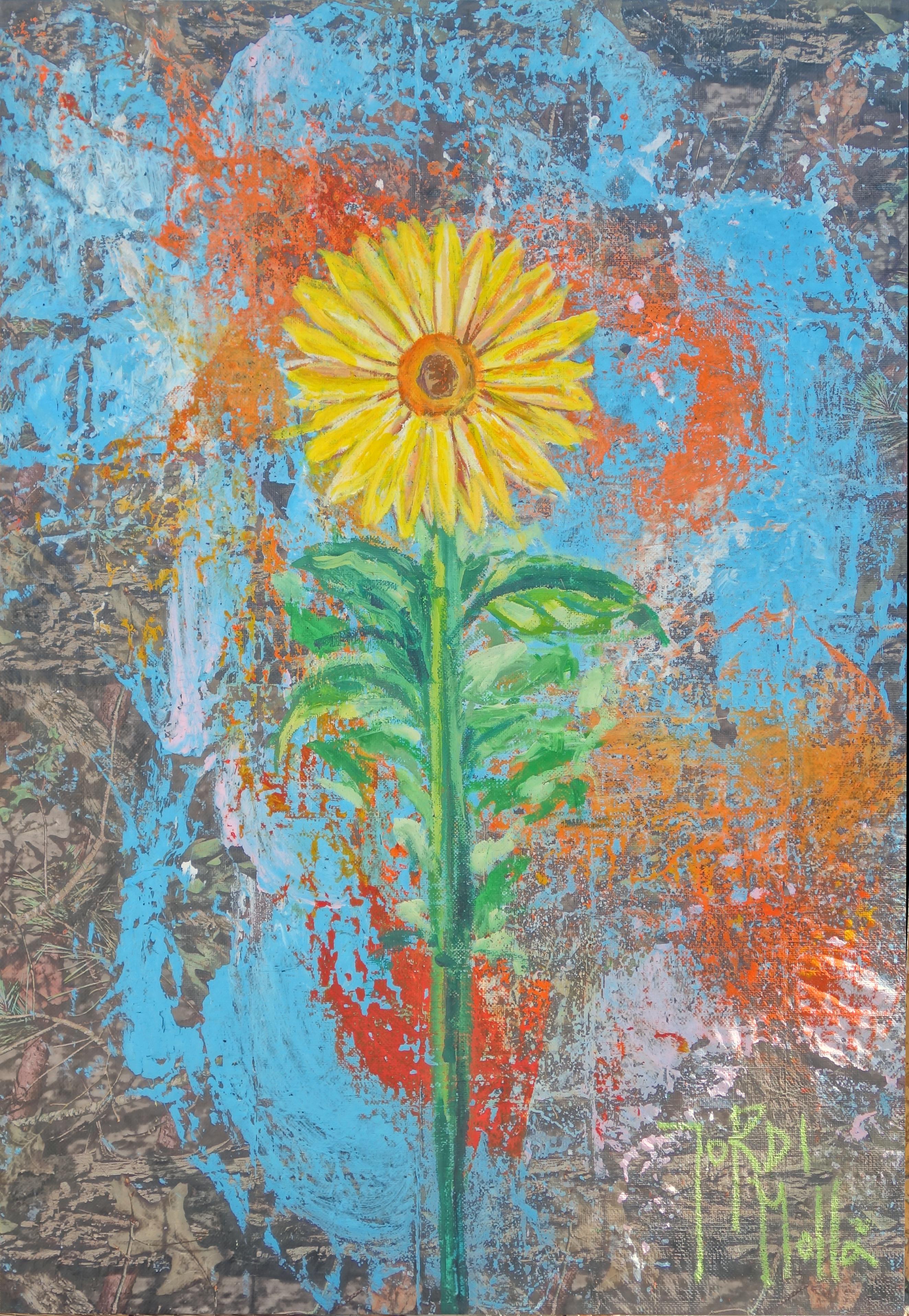 Jordi Mollà Abstract Painting - Savage Sunflower