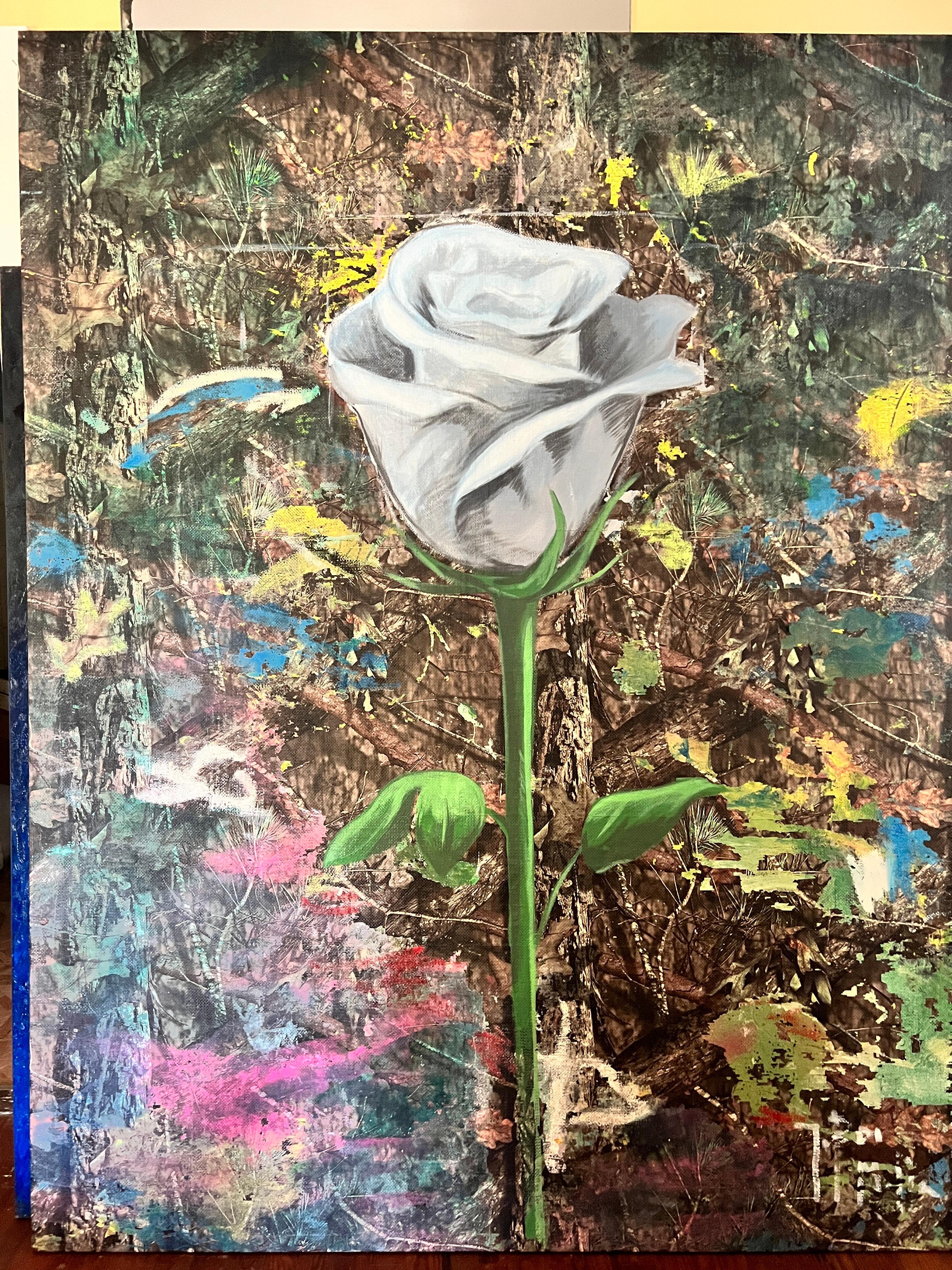 Savage White Rose - Mixed Media Art by Jordi Mollà