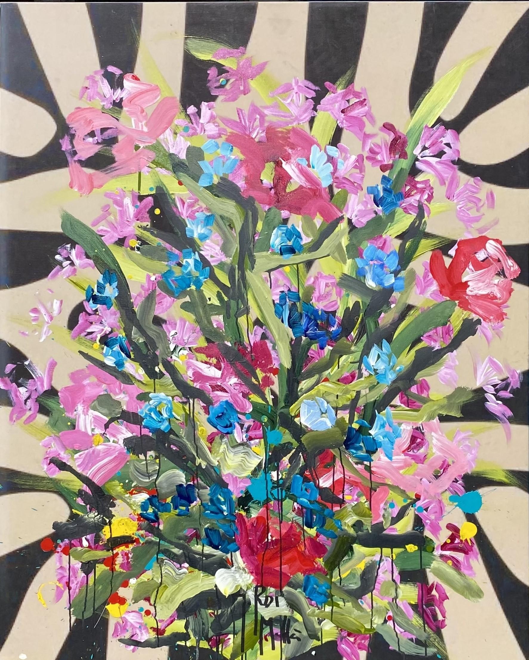 Jordi Mollà Abstract Painting - Zebra Bouquet (Creme)