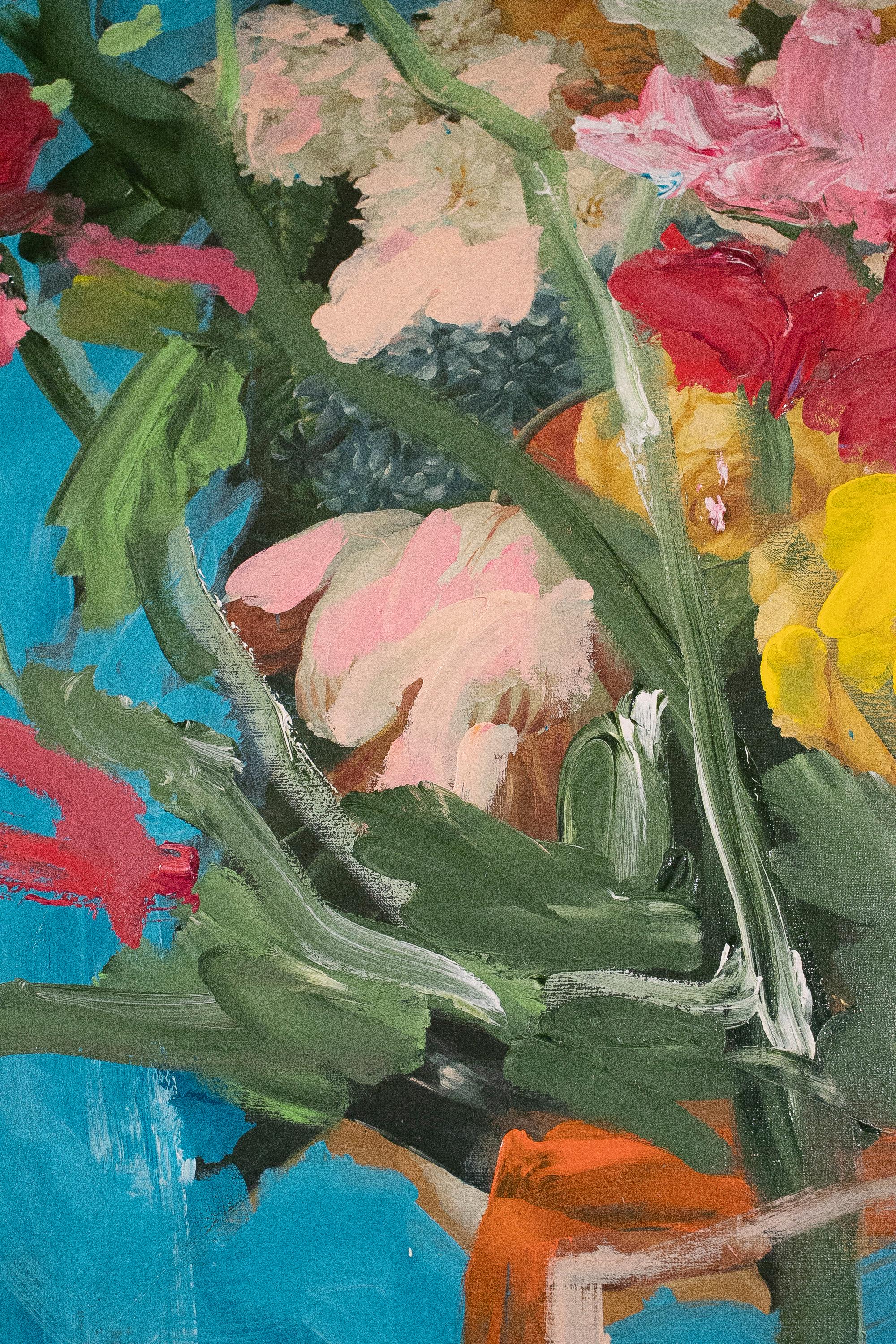 Toile Peinture à l'huile de la série Marbella « Flower Power » de Jordi Moll, 2021 en vente