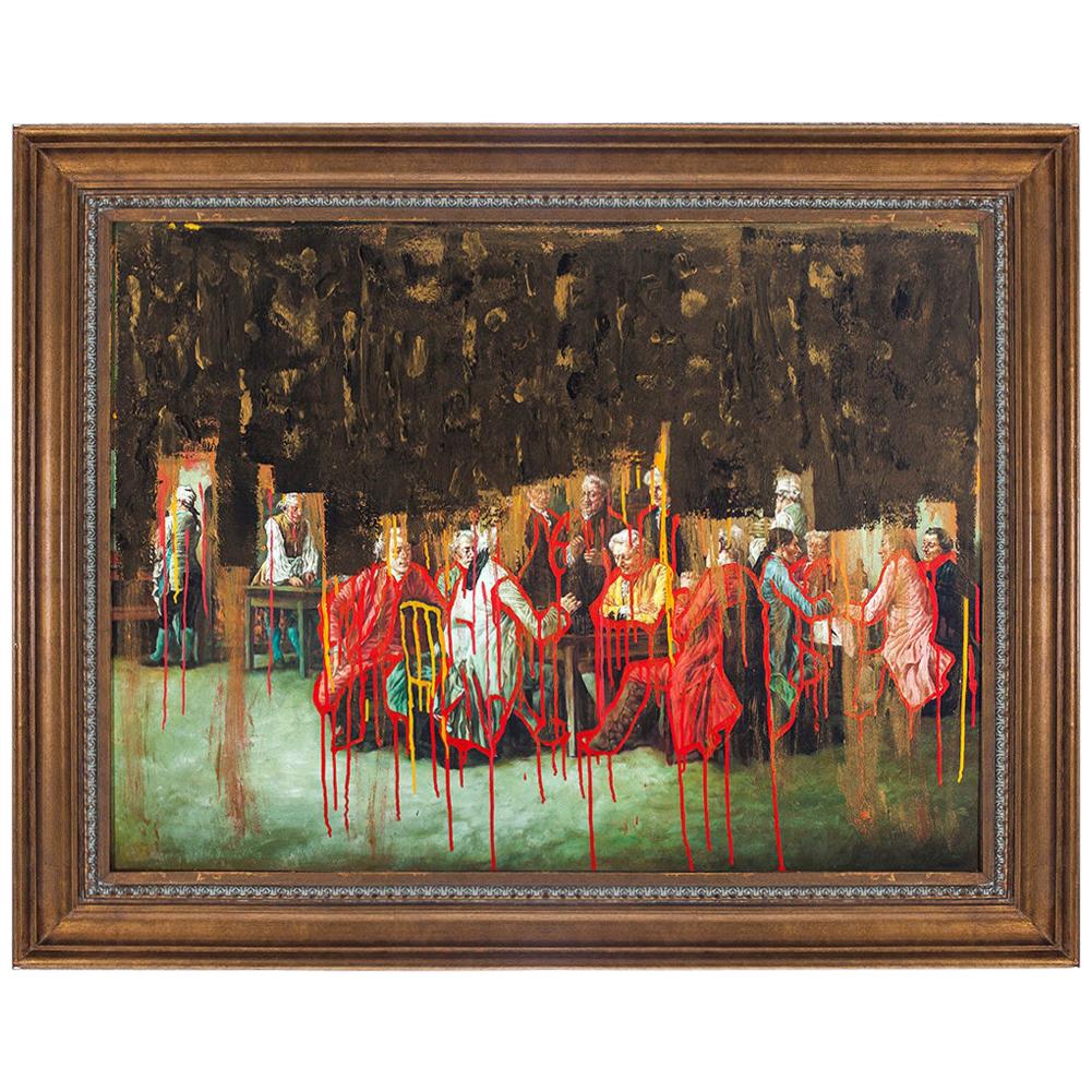 Jordi Mollá Signed and Dated Painting over Classical Oil on Canvas with Frame For Sale