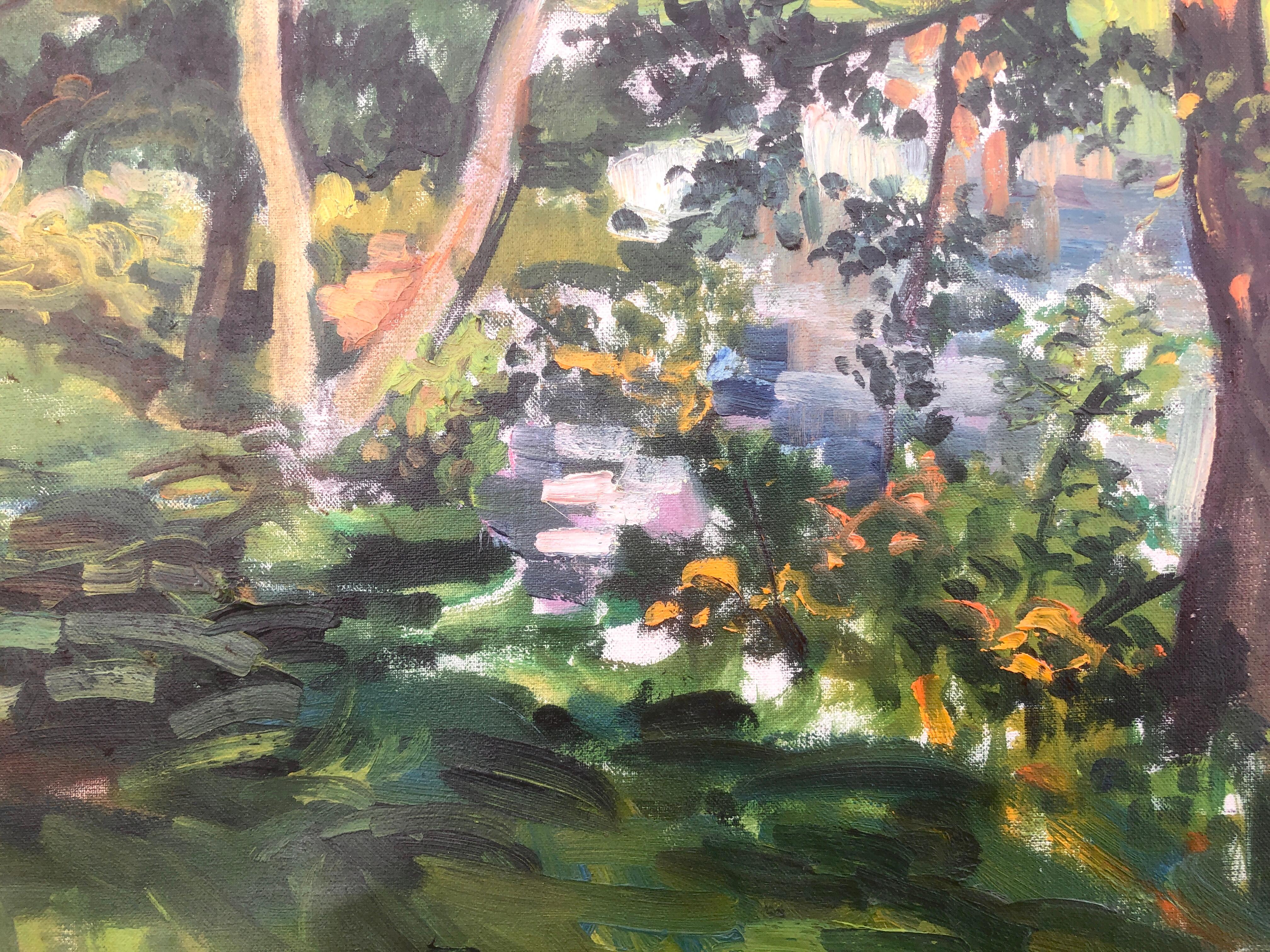 Paesaggio con fiume olio su tela Spagna - Painting Impressionismo di Jordi Nuñez Segura