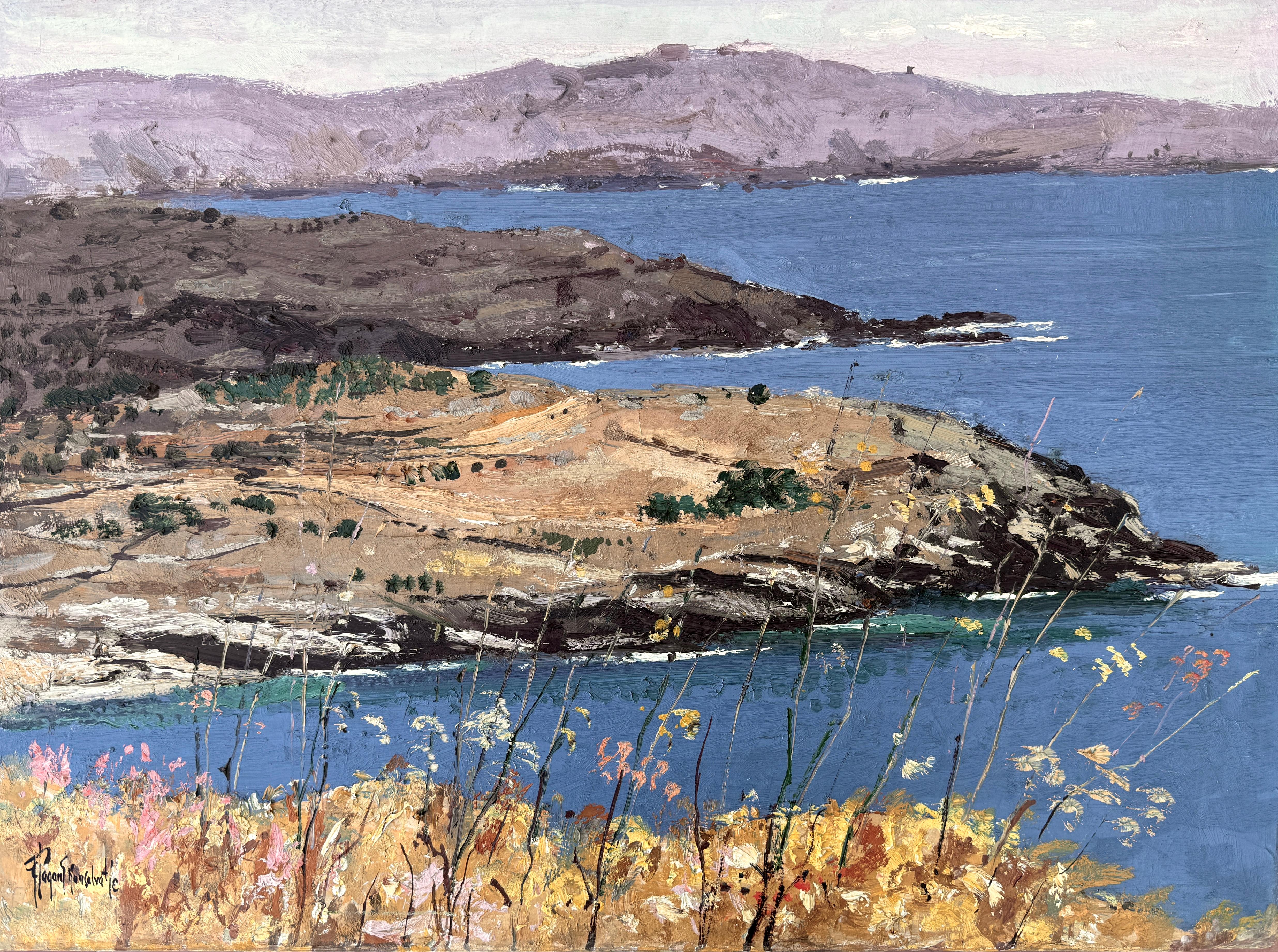 Mediterranean Coastal Landscape near Cadaqués Port Lligat Costa Brava Oil Spain