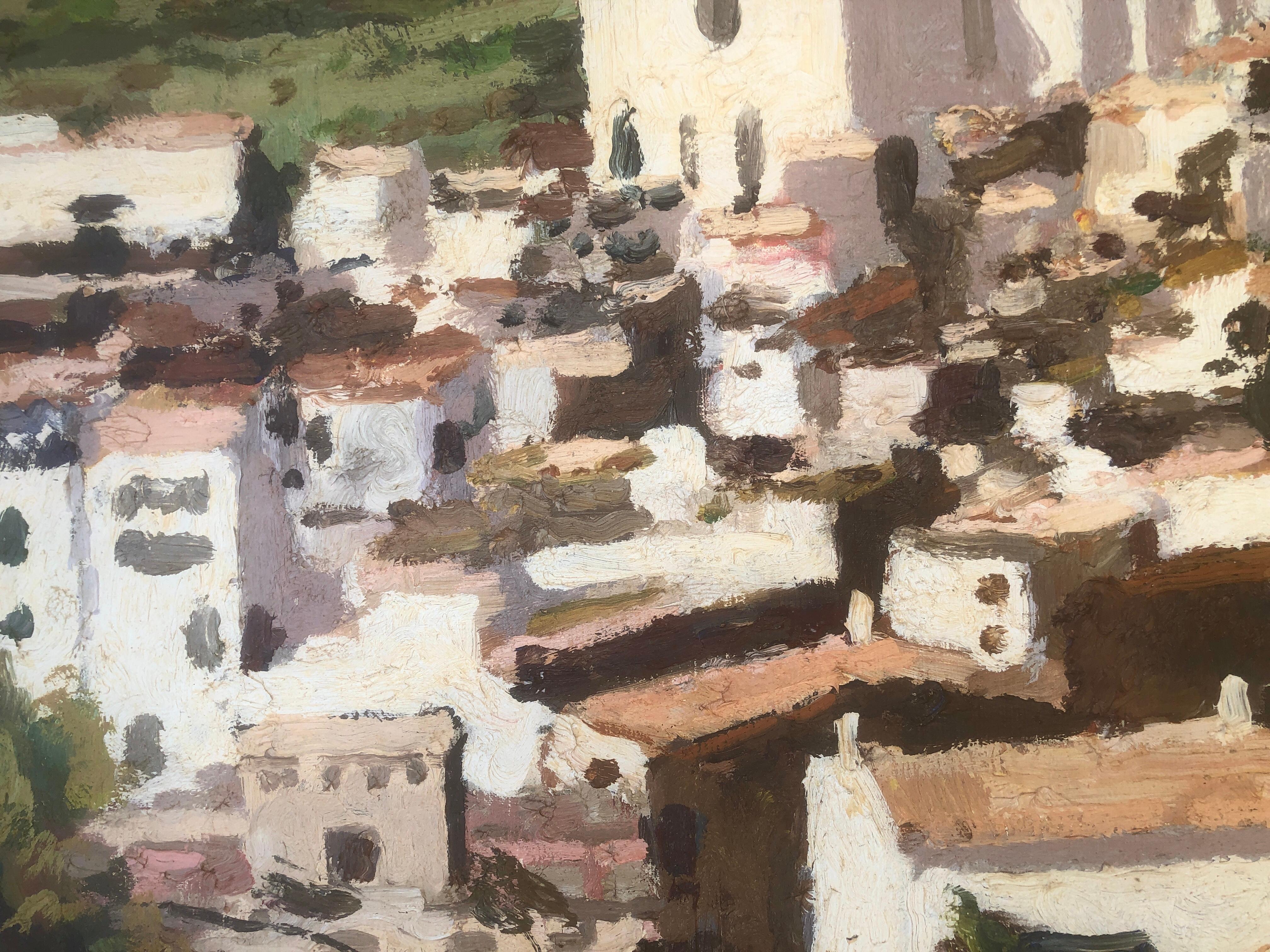 paysage marin de Cadaqués Espagne huile sur toile peinture en vente 2