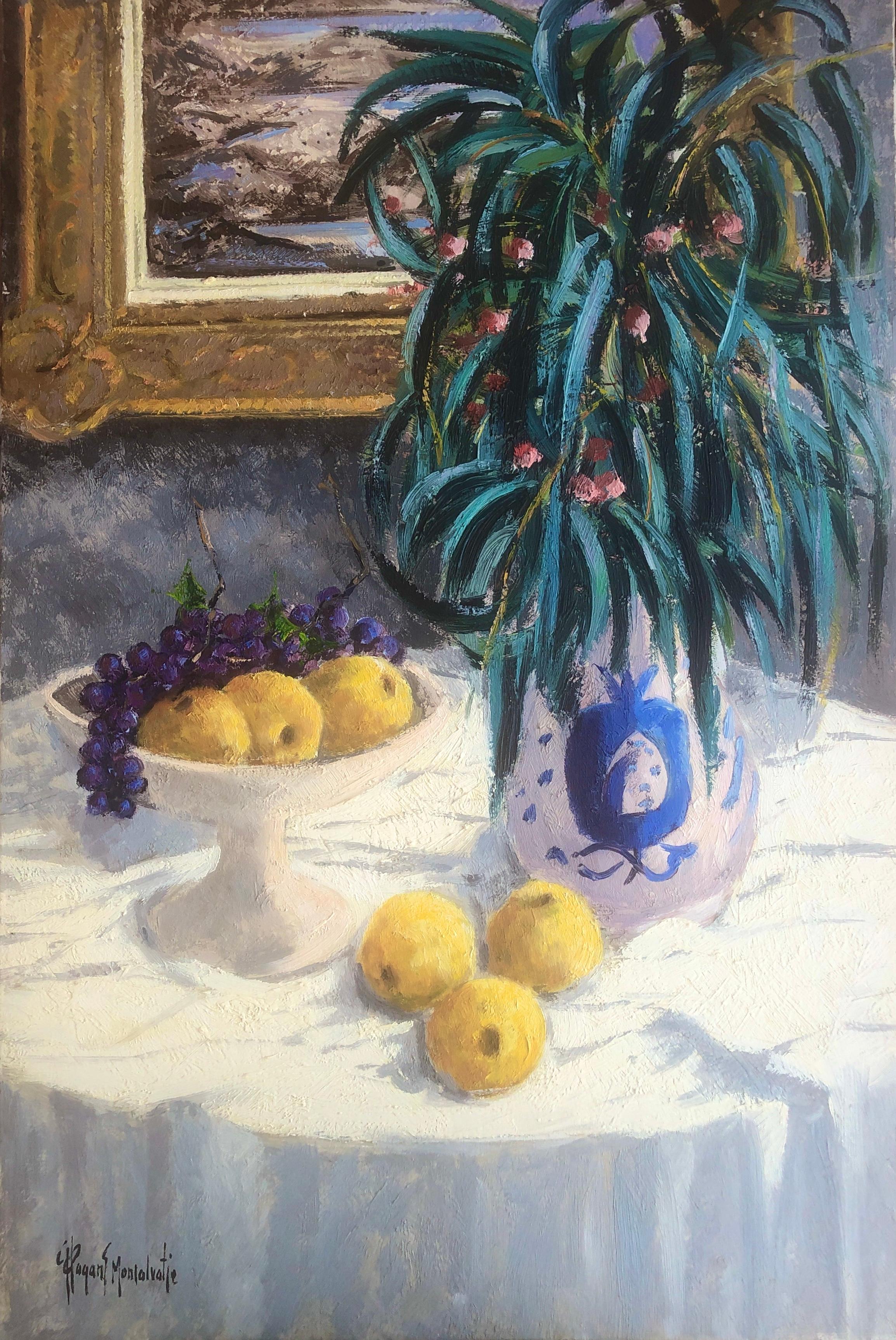 Jordi Pagans Montsalvatje Still-Life Painting - Still life with fruit oil on canvas painting