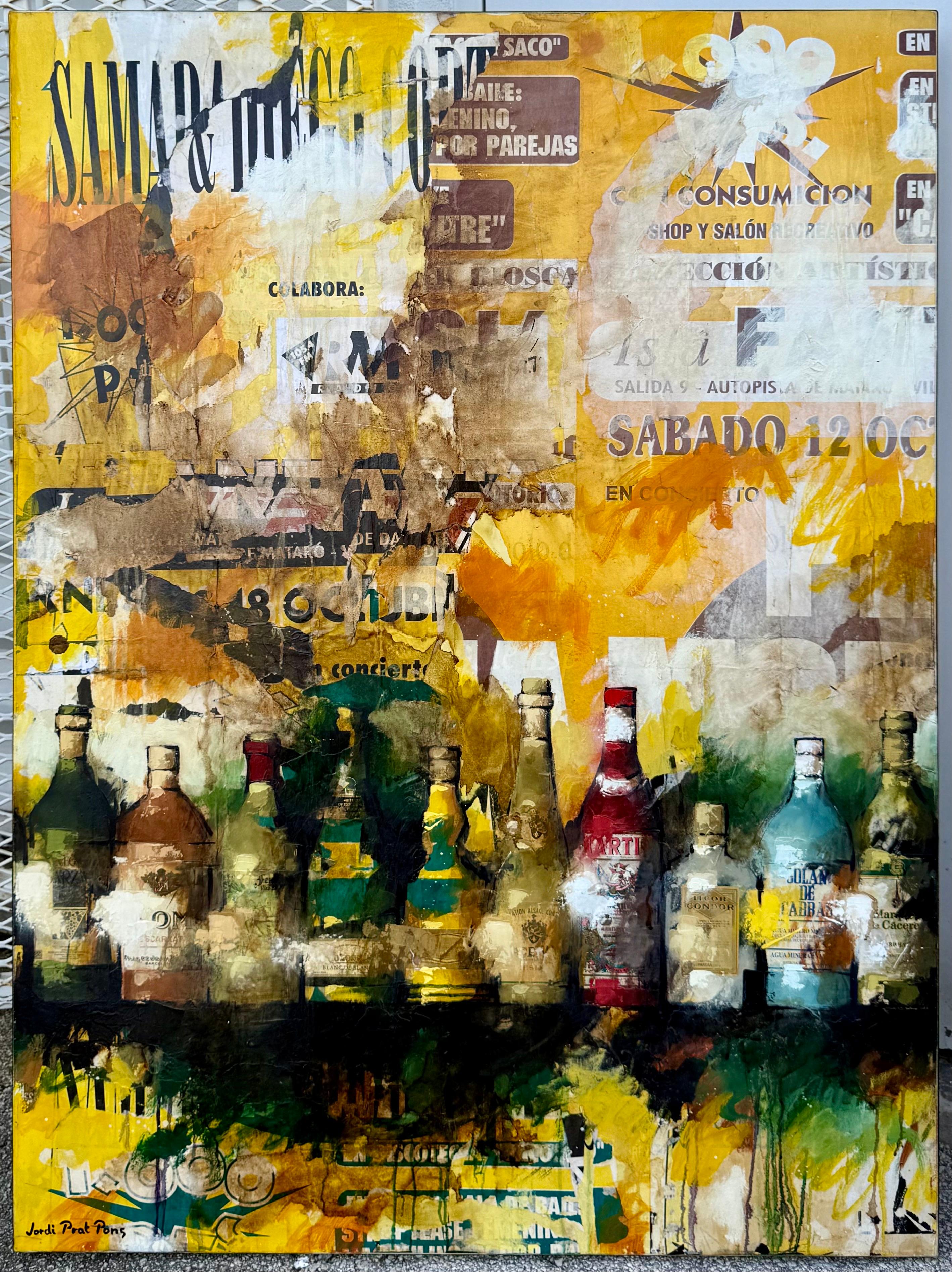 Grande peinture espagnole Pop Art Catalan Mixed Media Collage Painting Jordi Prat Pons en vente 1