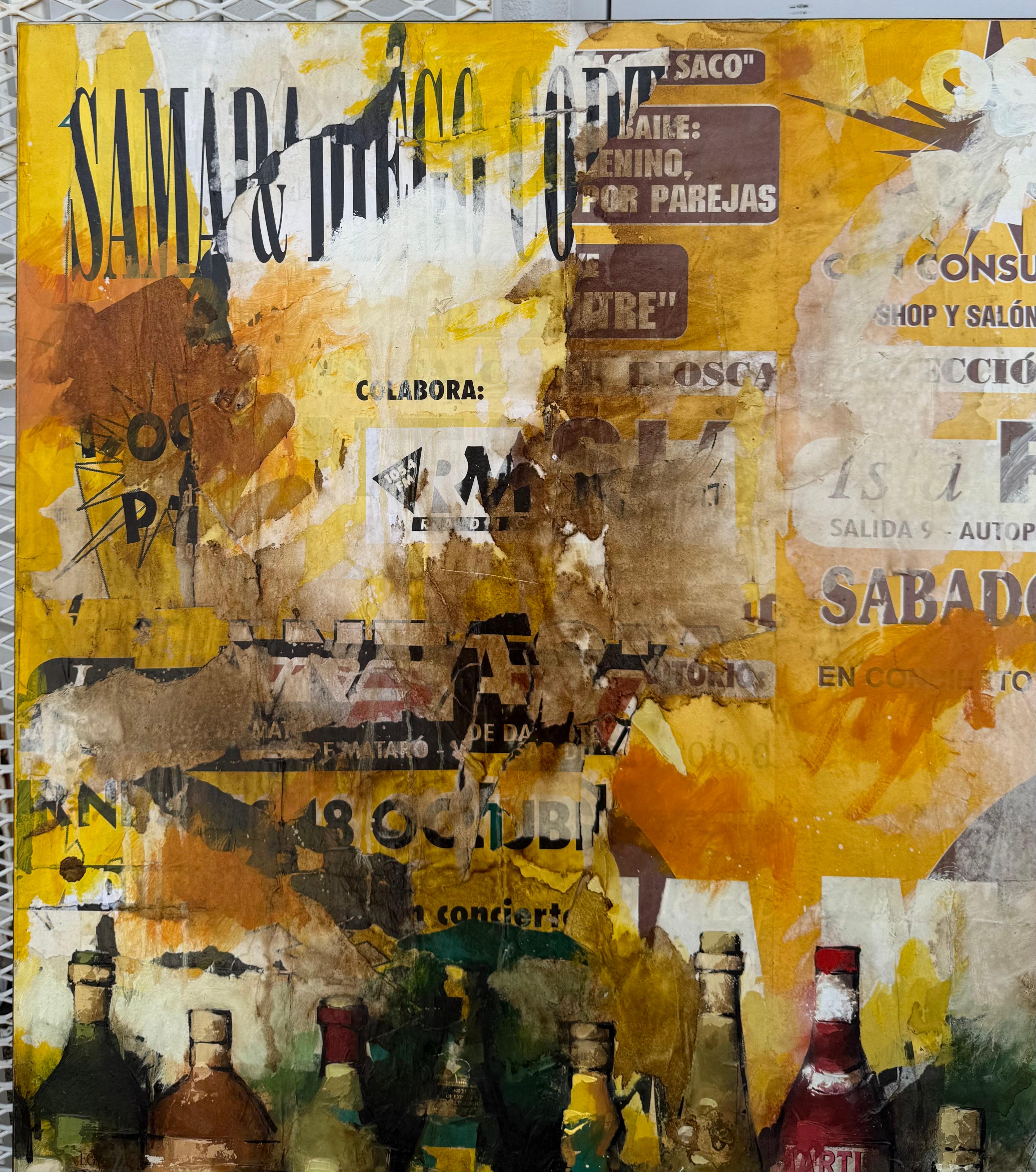 Grande peinture espagnole Pop Art Catalan Mixed Media Collage Painting Jordi Prat Pons en vente 2