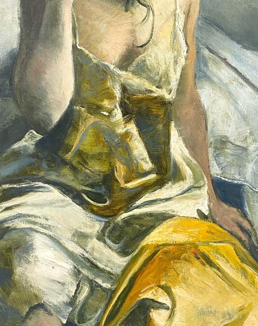 Jordi Rollán Lahoz- Joven pensativa - Óleo lienzo - Brown Figurative Painting by Jordi Rollan Lahoz